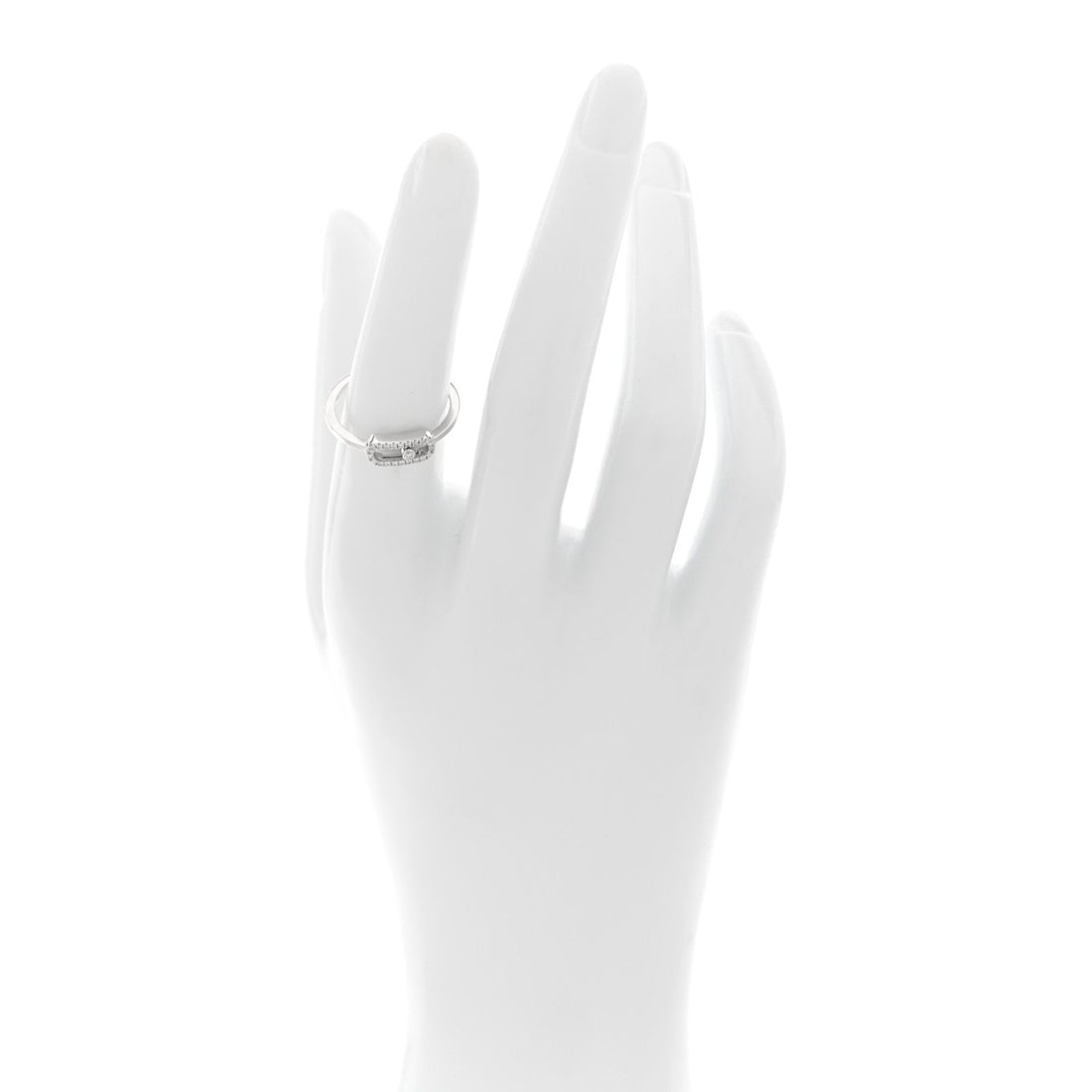 18K White Gold Diamond Move Uno Pave Ring 53 6.5