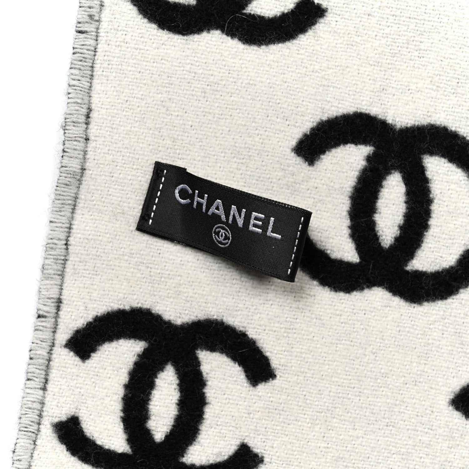 Wool Cashmere CC Scarf Black White