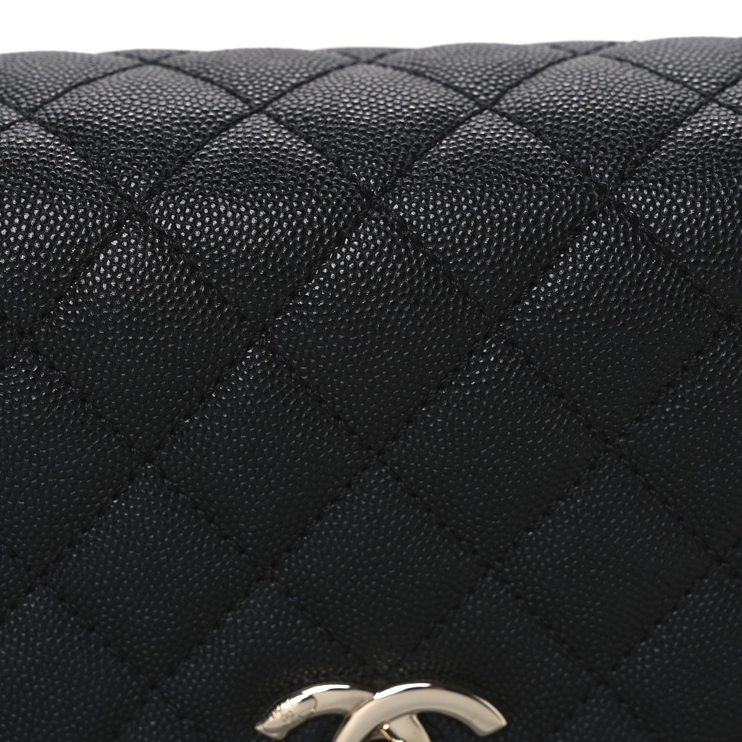 Caviar Lizard Quilted Medium Coco Handle Flap Black