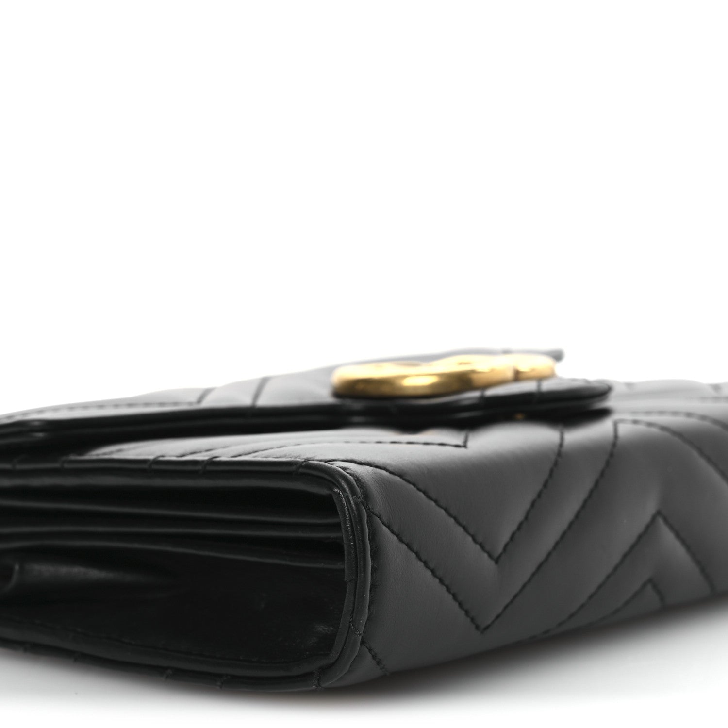 Calfskin Matelasse GG Marmont Chain Wallet Black