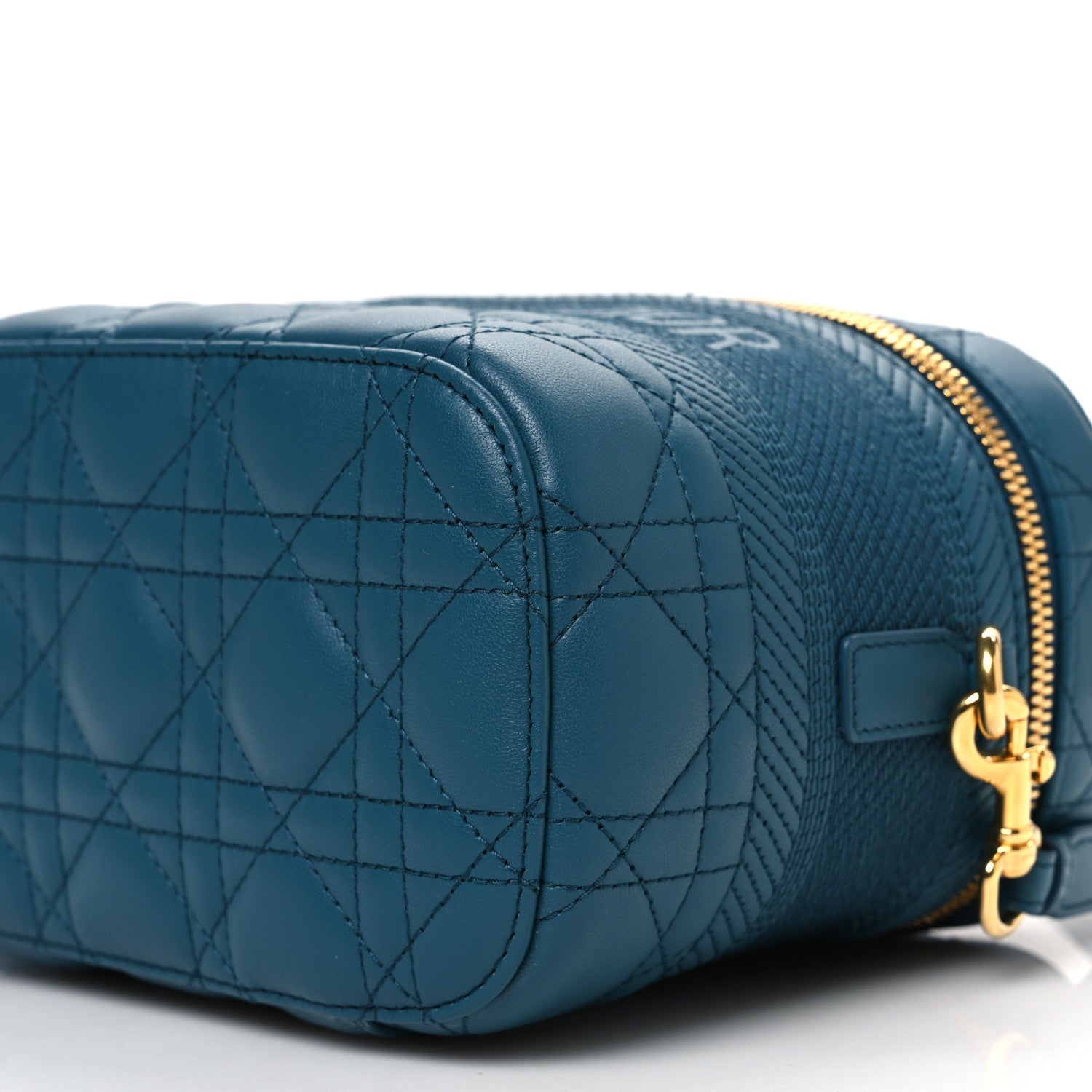 Lambskin Cannage Small Diortravel Vanity Case Deep Ocean