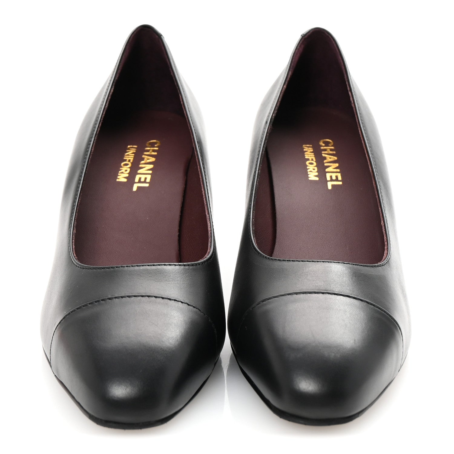 Lambskin Cap Toe CC Uniform Pumps 38 Black