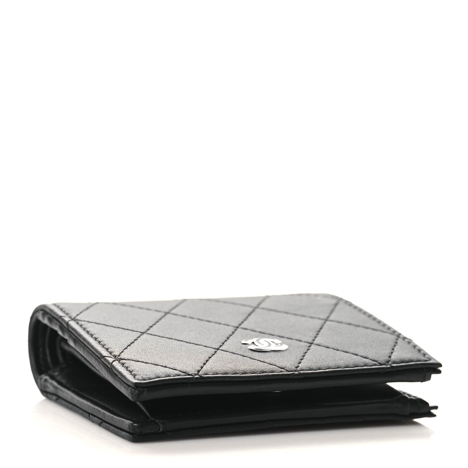 Calfskin Quilted Compact Bifold Wallet So Black