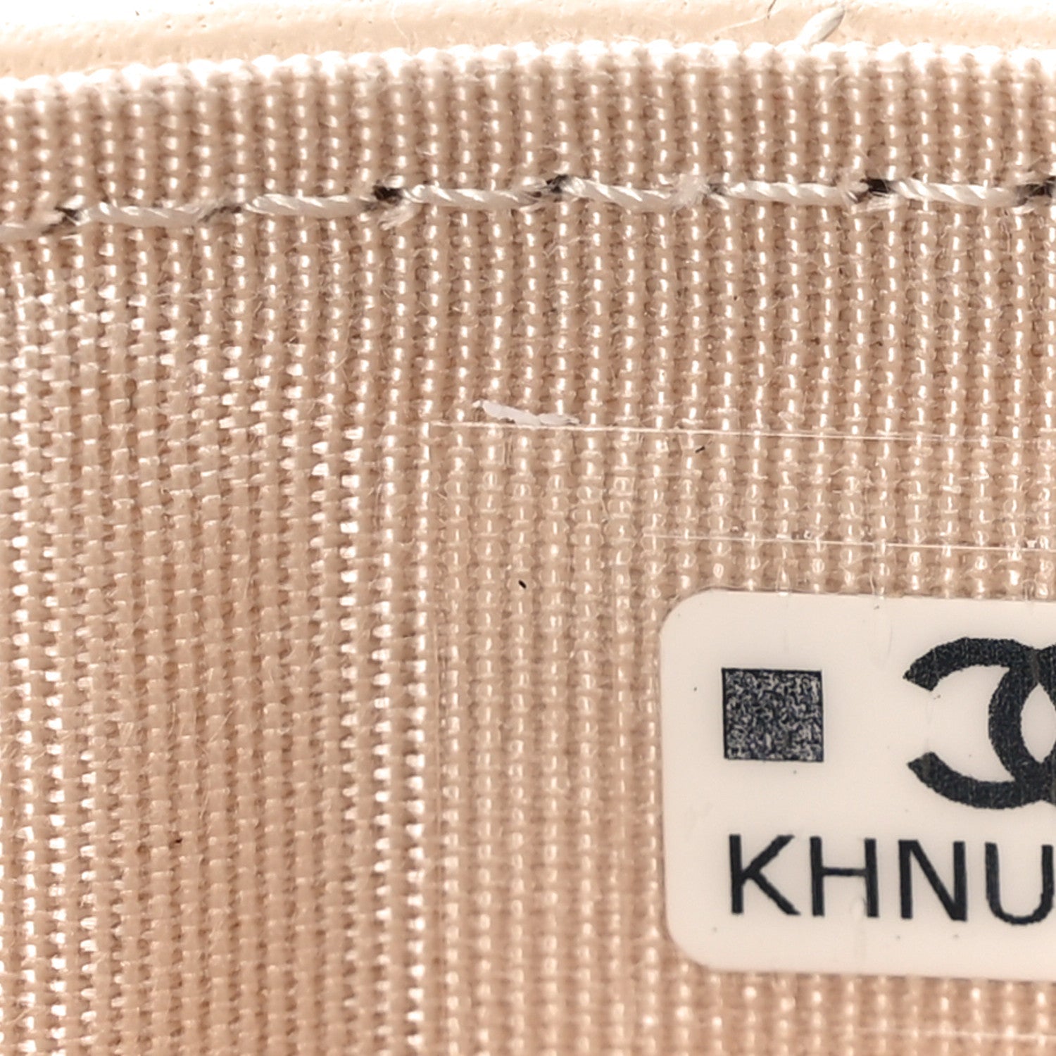 Lambskin Quilted Crystal CC Card Holder Beige