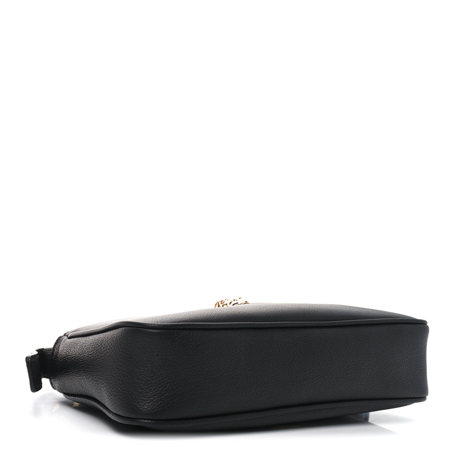 Grained Calfskin Medusa Shoulder Bag Black