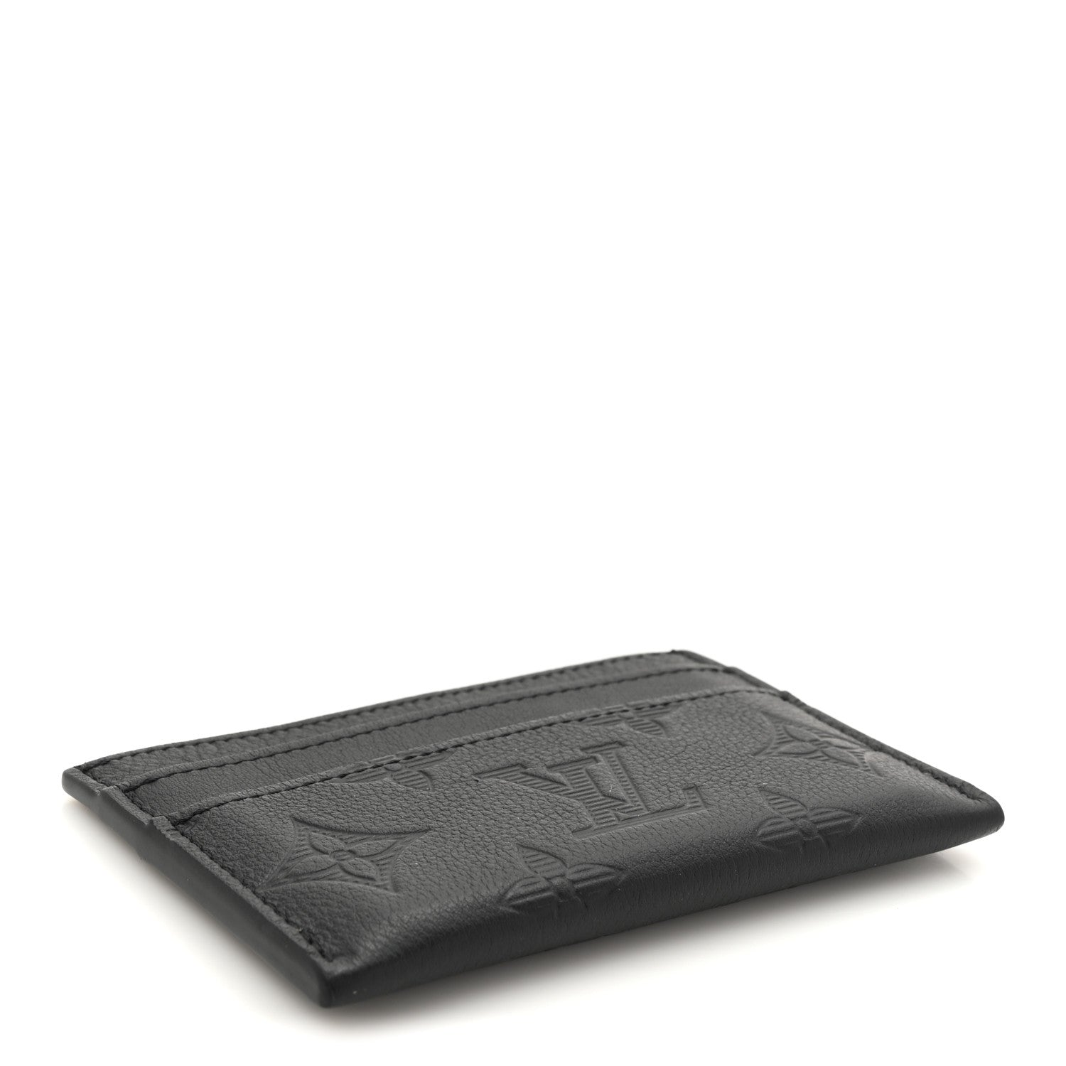 Calfskin Monogram Shadow Double Card Holder Black