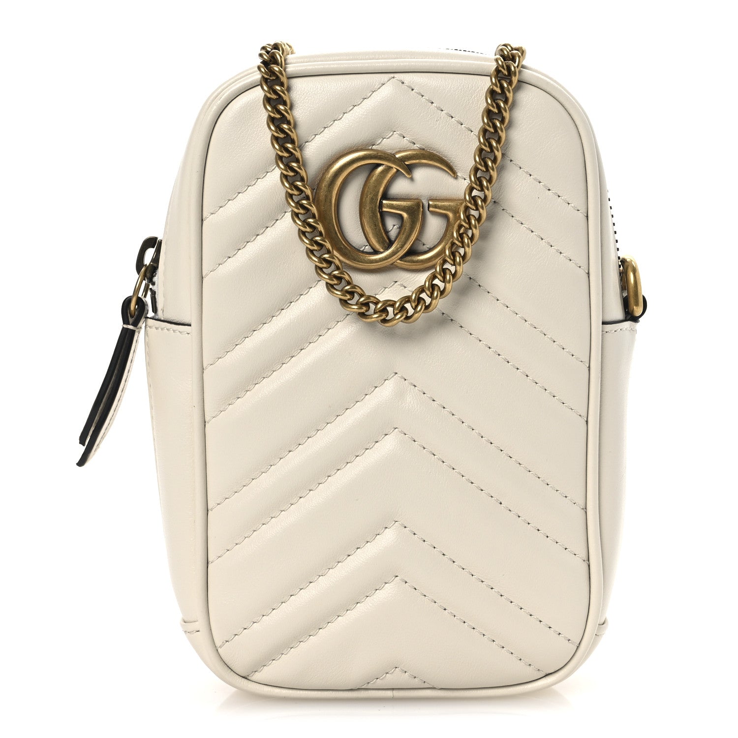 Calfskin Matelasse GG Marmont Mini Bag Coin Purse Mystic White Perfect Pink