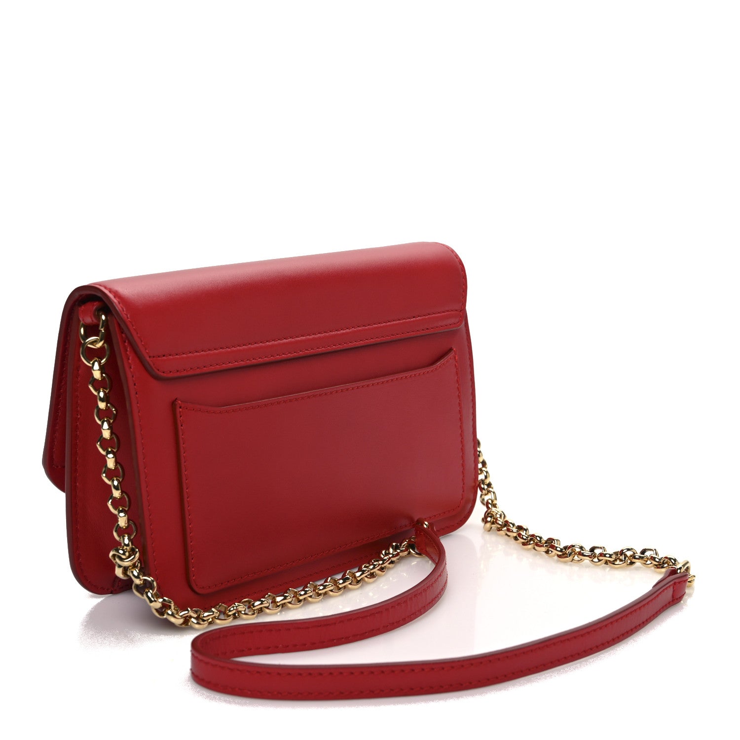 Calfskin Suede C Clutch With Chain Plaid Red