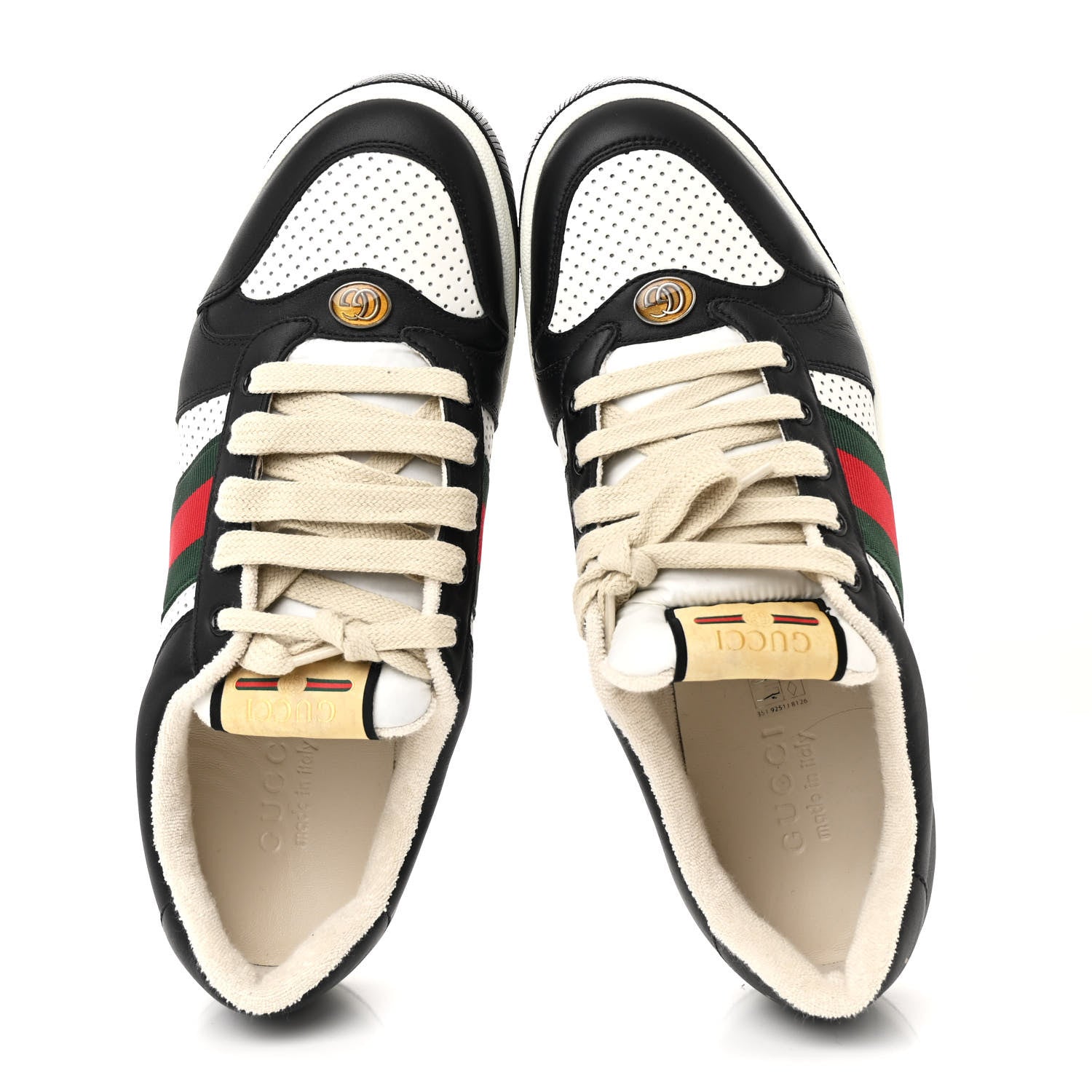 Calfskin Web Mens Screener Sneakers 9 Black White