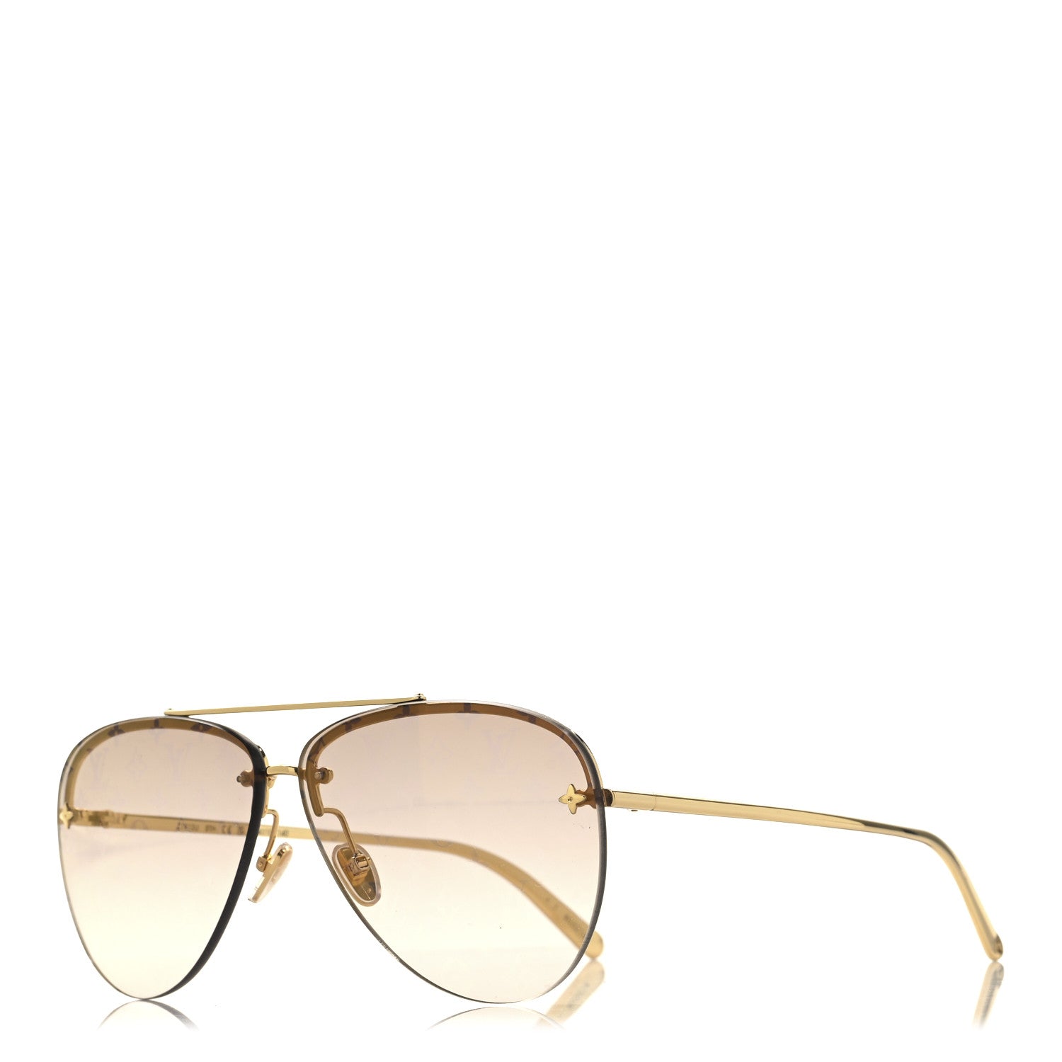 Metal Monogram LV Pilot Light Sunglasses Z1913U Gold Gradiant Brown
