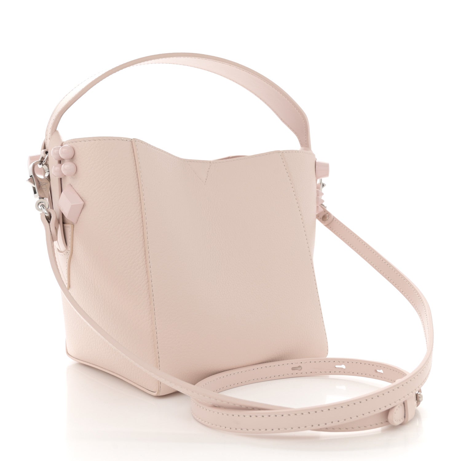 Calfskin Spiked Mini Cabachic Mini Bucket Bag Leche