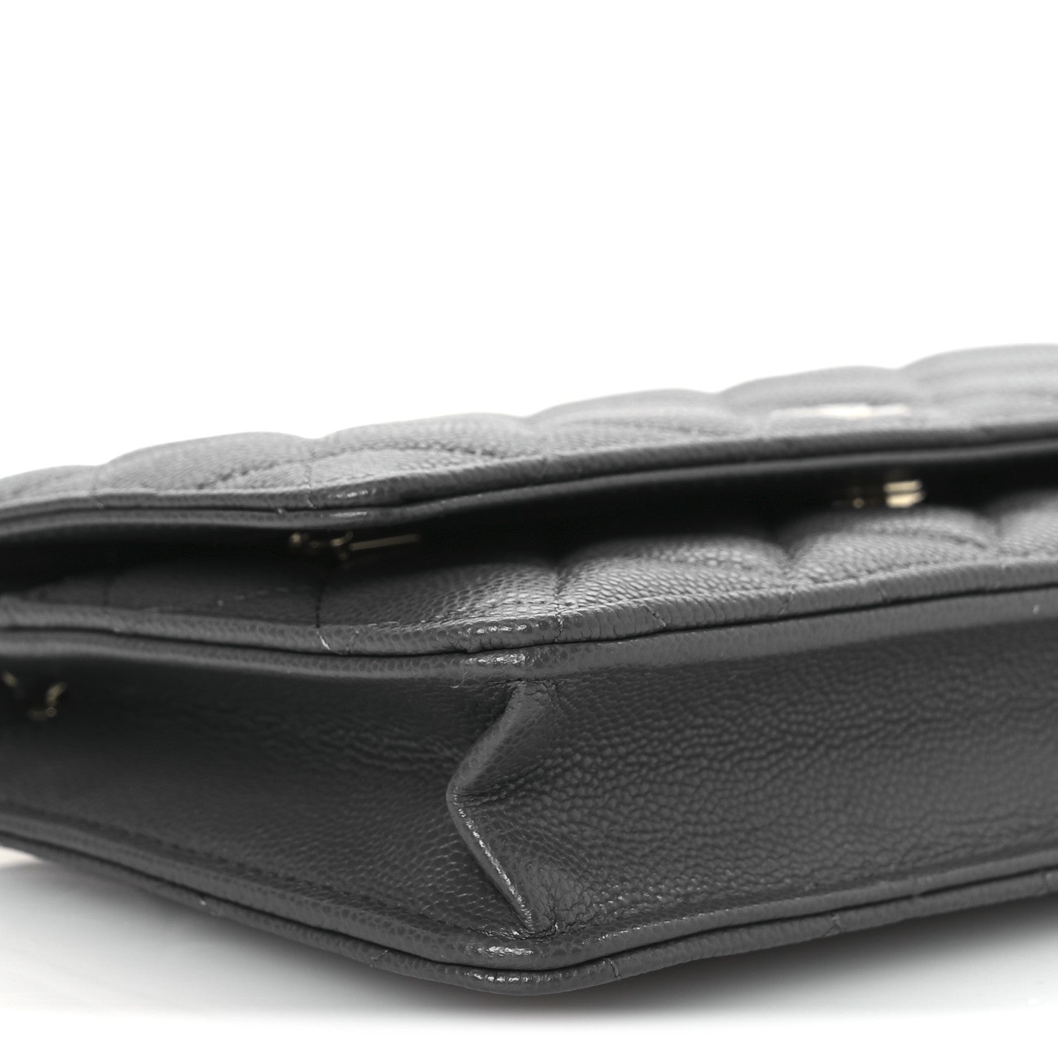 Caviar Quilted Wallet on Chain WOC Grey