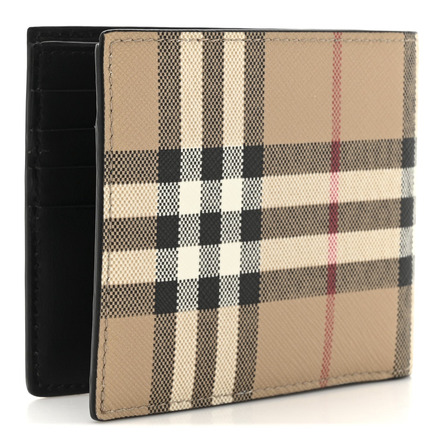 E-Canvas Vintage Check Bi-Fold Wallet Archive Beige