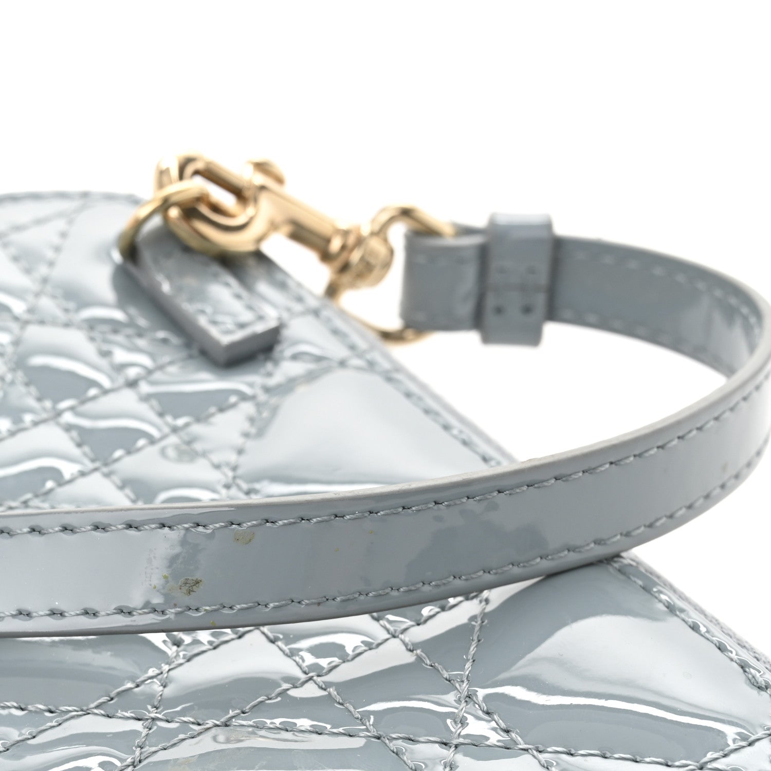 Patent Cannage Lady Dior Phone Holder Bracing Blue