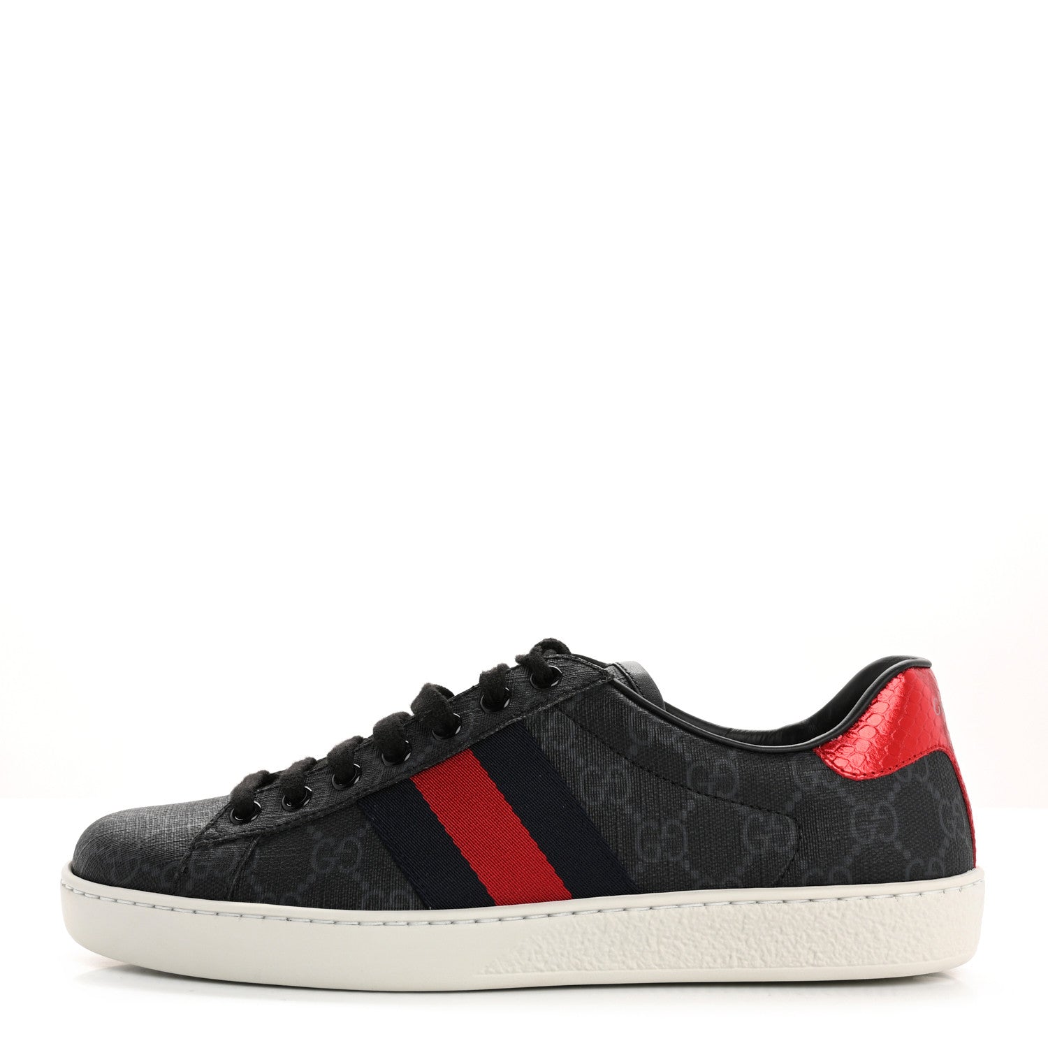 GG Supreme Monogram Ayers Web Mens New Ace Sneakers  5 Black