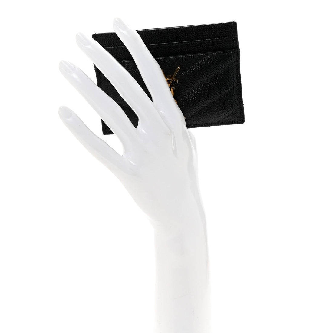 Grain De Poudre Matelasse Chevron Monogram Credit Card Case Black