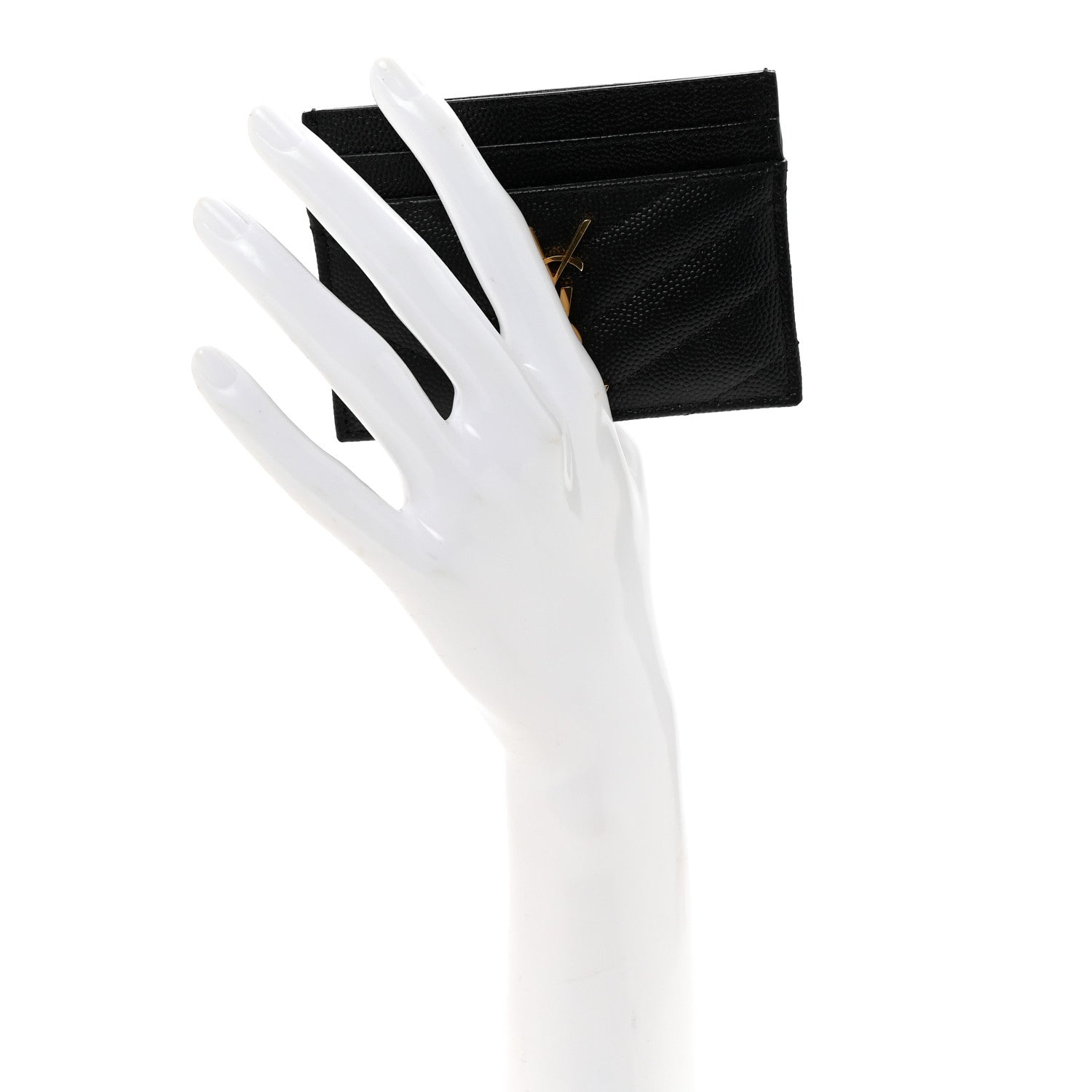 Grain De Poudre Matelasse Chevron Monogram Credit Card Case Black