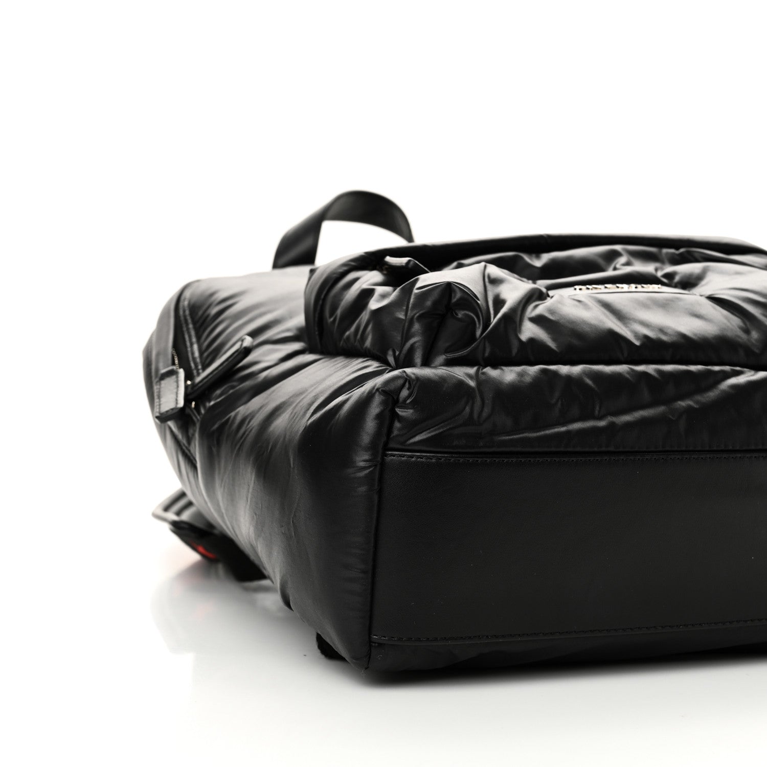 Padded Nylon Small Backpack Black Red