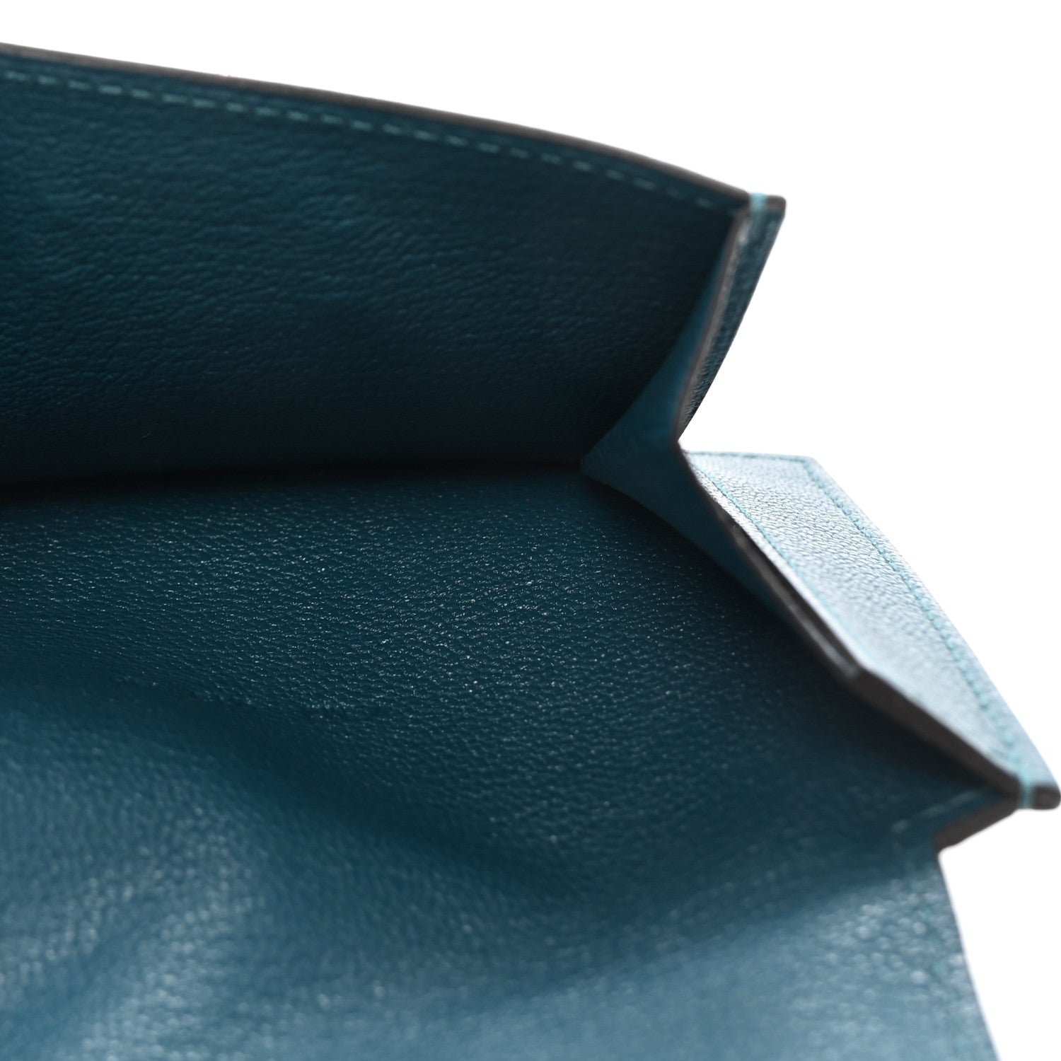 Chevre Mysore Kelly Pocket Compact Wallet Vert Bosphore