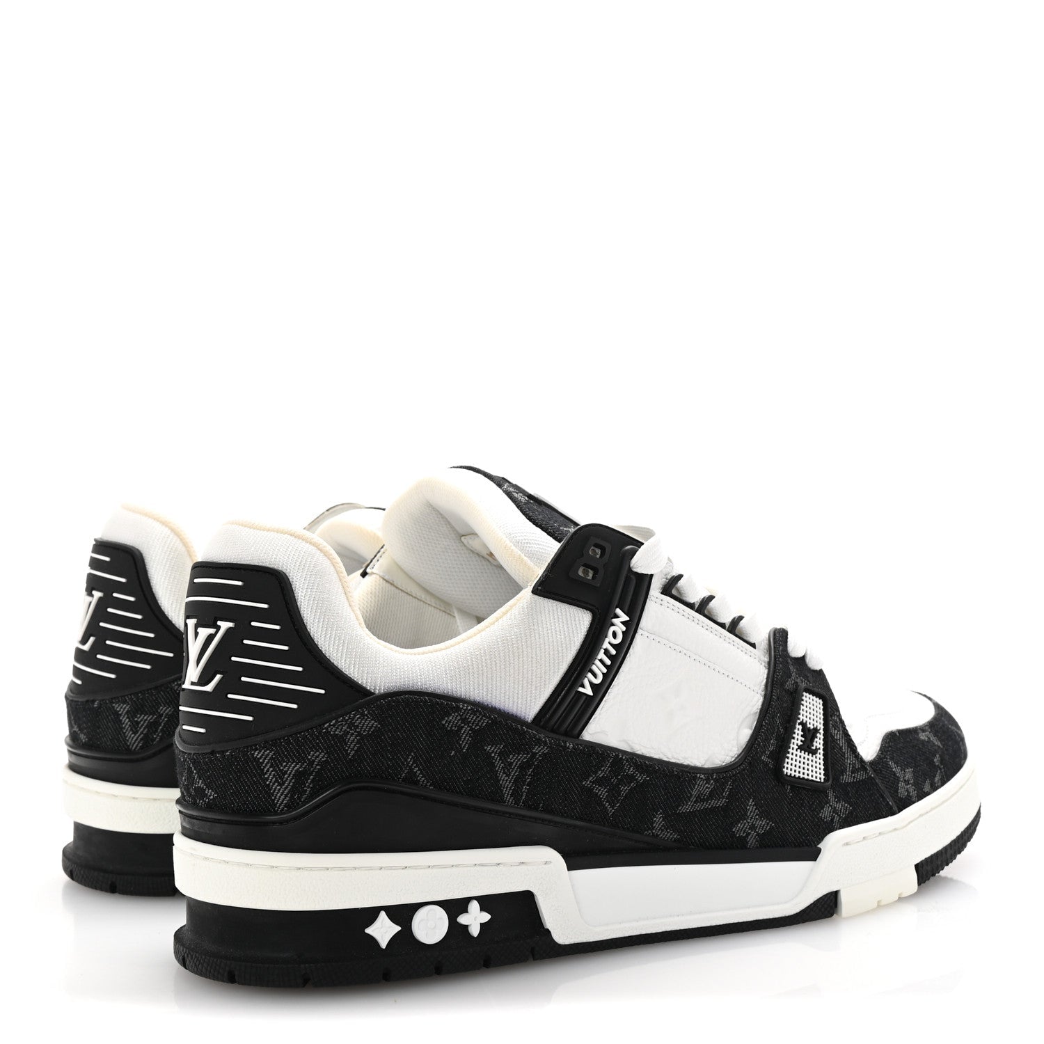 Calfskin Monogram Denim Mens LV Trainer Sneakers 11 Black