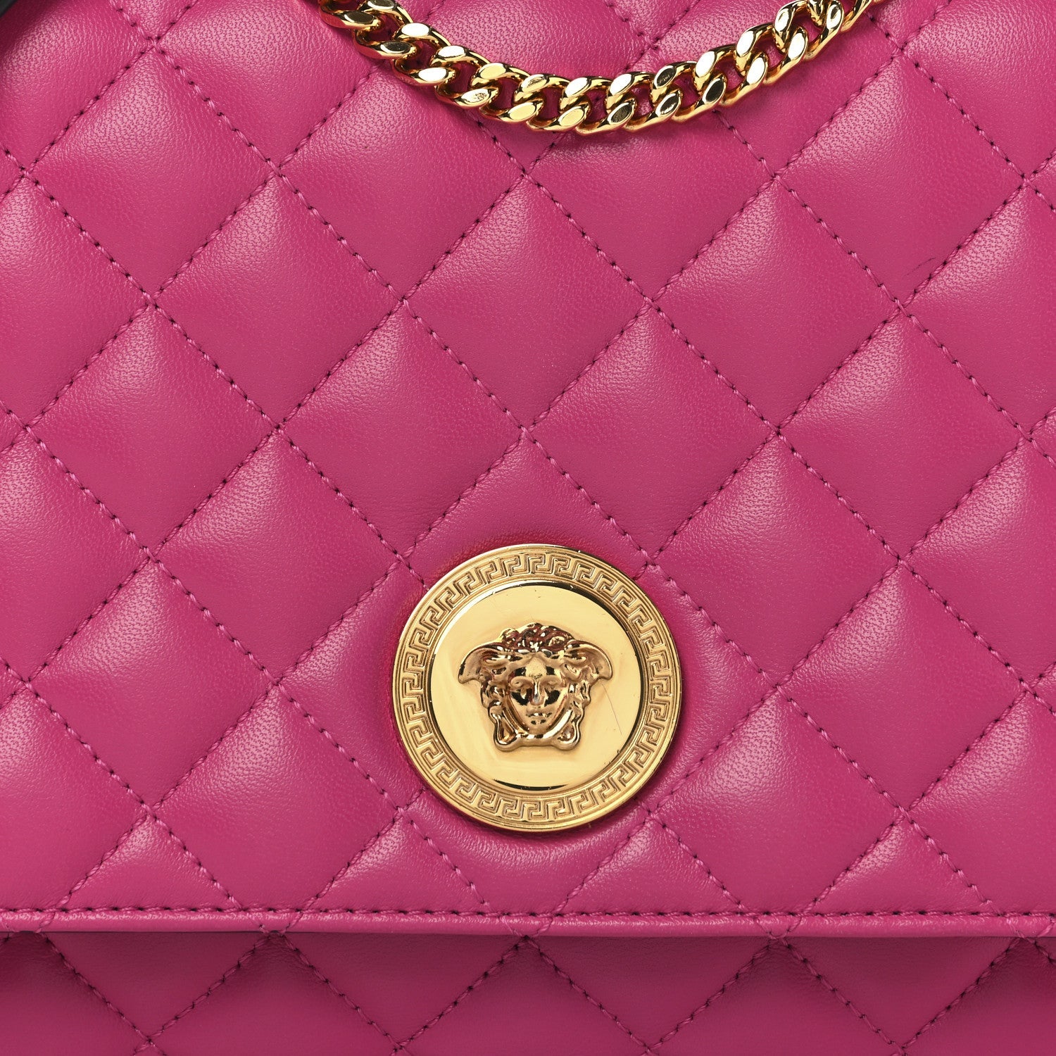 Nappa Quilted Medusa Chain Crossbody Pink