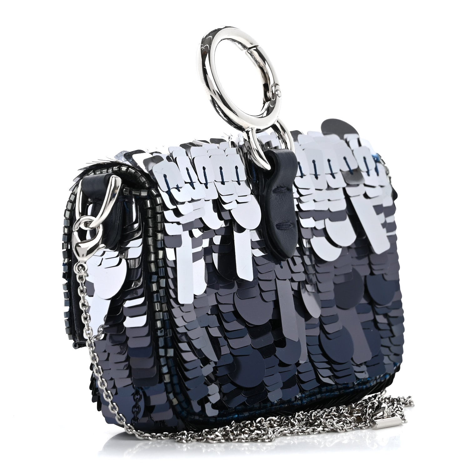 Sequin Paillettes Shiny Nappa Sex and the City Nano Maxi Buckle Baguette Charm Midnight