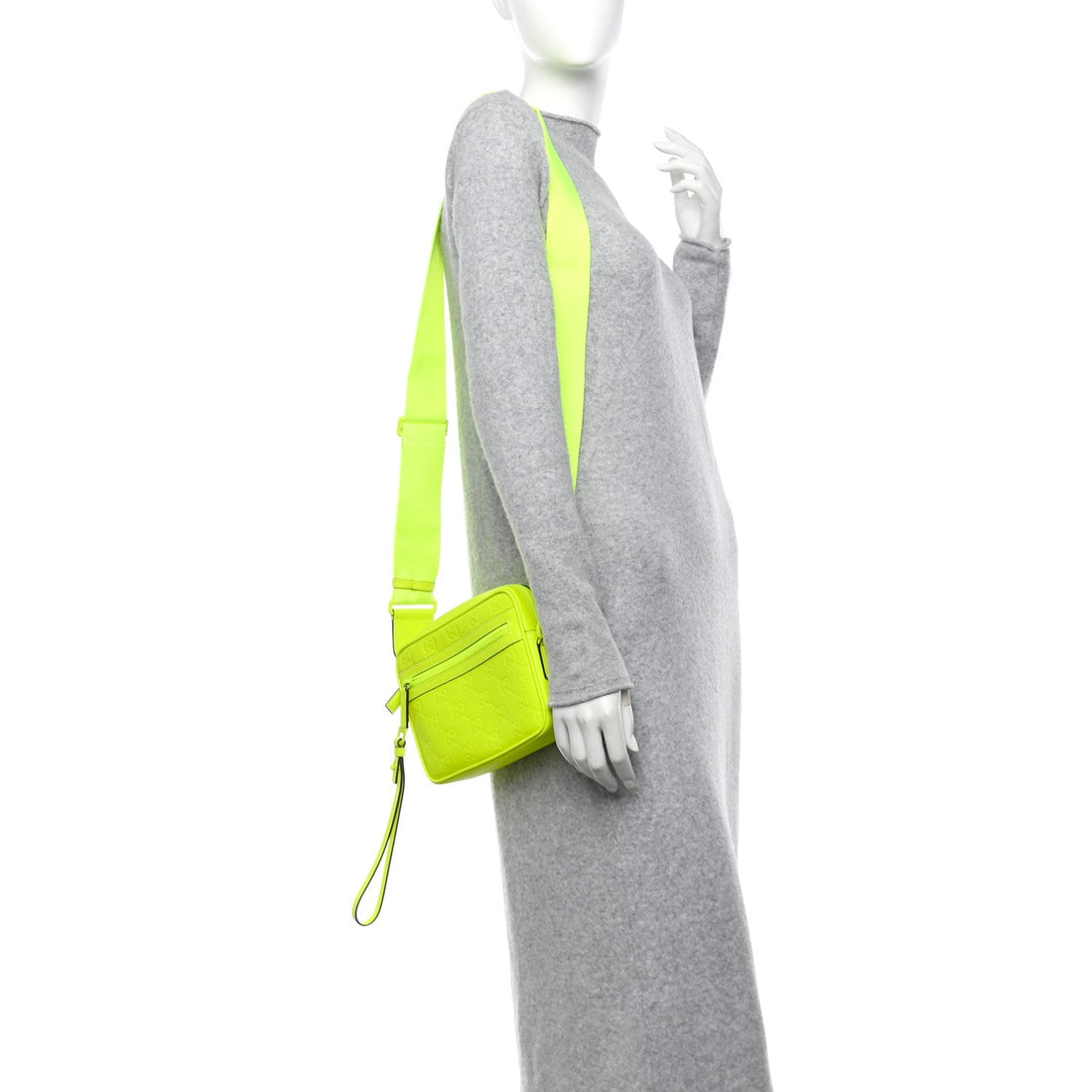 Rubber Effect Monogram GG Crossbody Bag Fluorescent Yellow