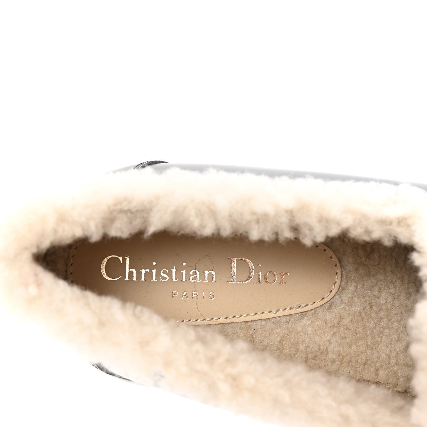 Brushed Calfskin Shearling Dior Code Lug Sole 15mm Loafers 41 Black Natural
