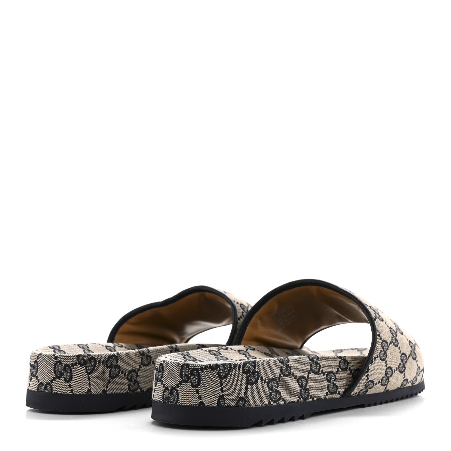 Canvas GG Monogram Mens Slide Sandals 10 Beige Blue