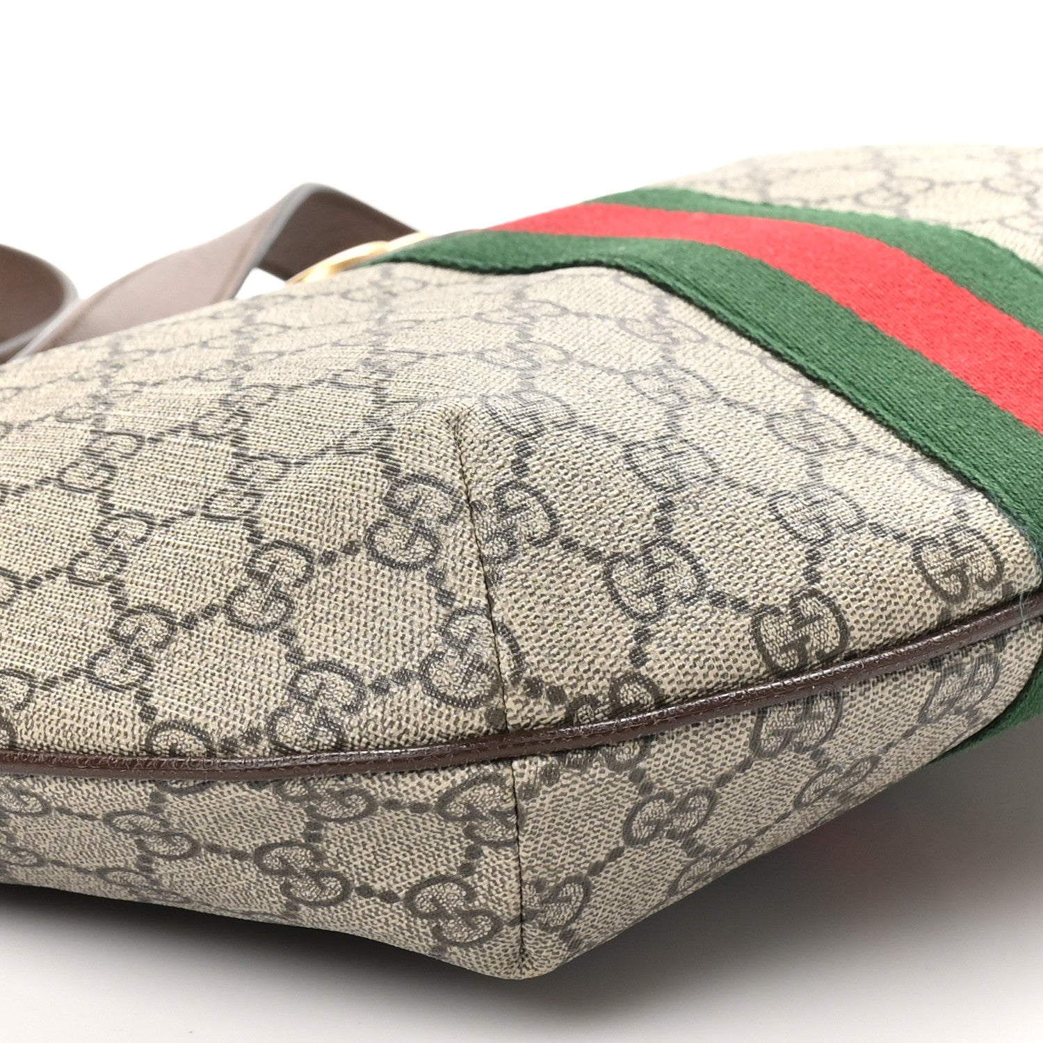 GG Supreme Monogram Web Small Ophidia Half Moon Hobo Brown