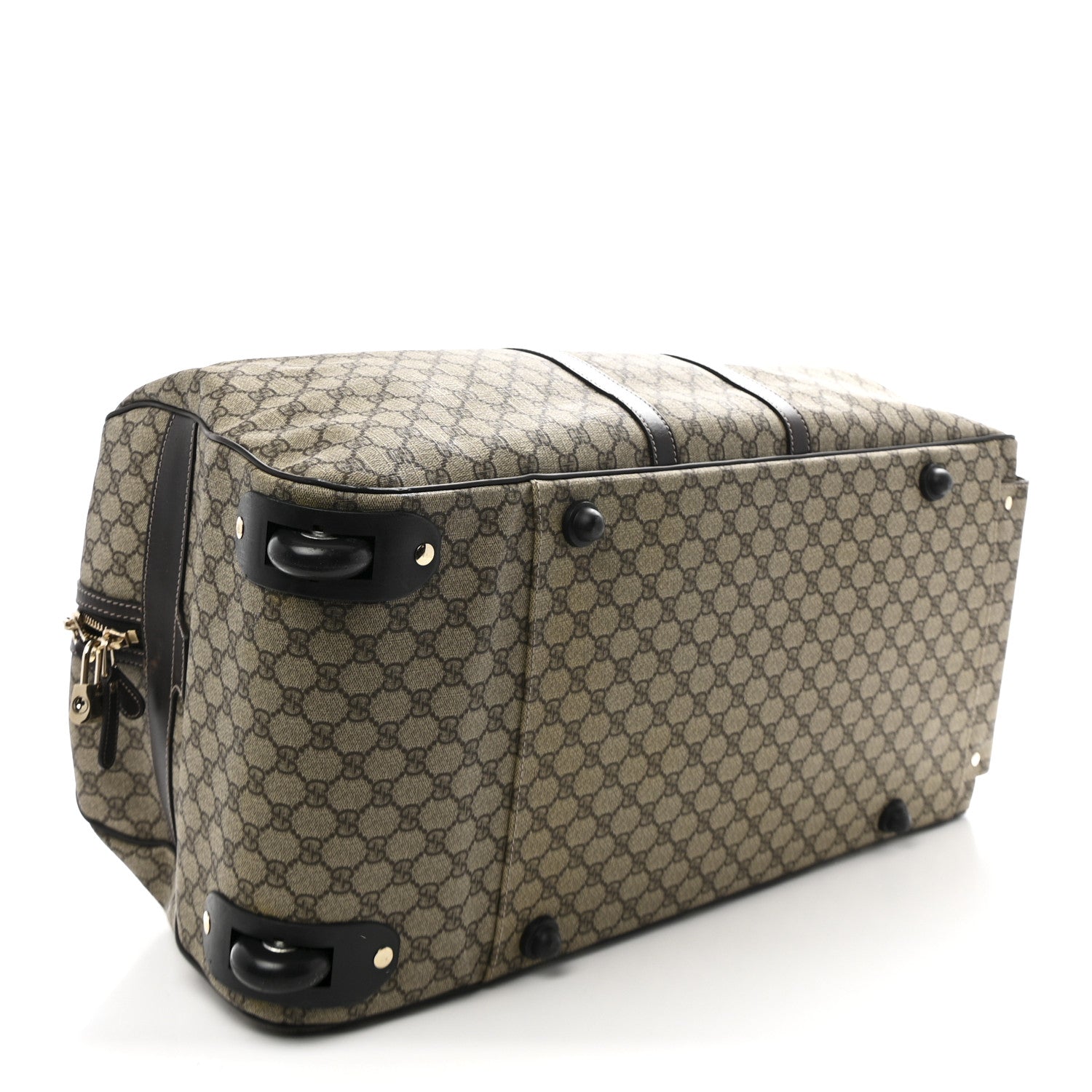GG Plus Monogram Large Carry On Duffle Trolley Beige Ebony Cocoa Dark Chocolate