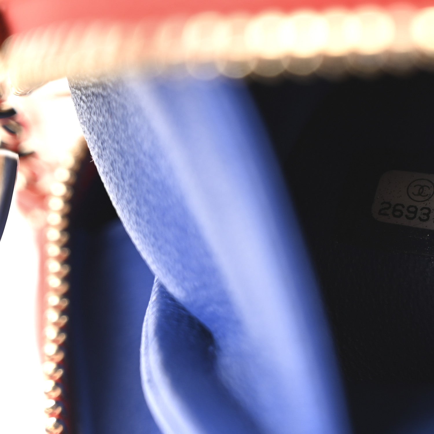 Caviar Quilted Small CC Filigree Vanity Case Blue White Red