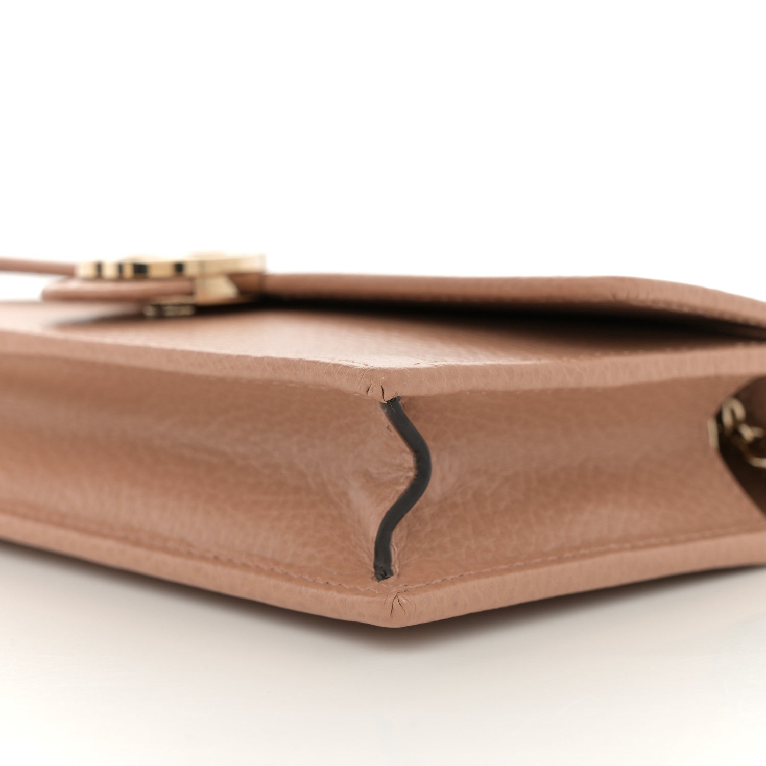 Dollar Calfskin Interlocking G Chain Wallet Camelia