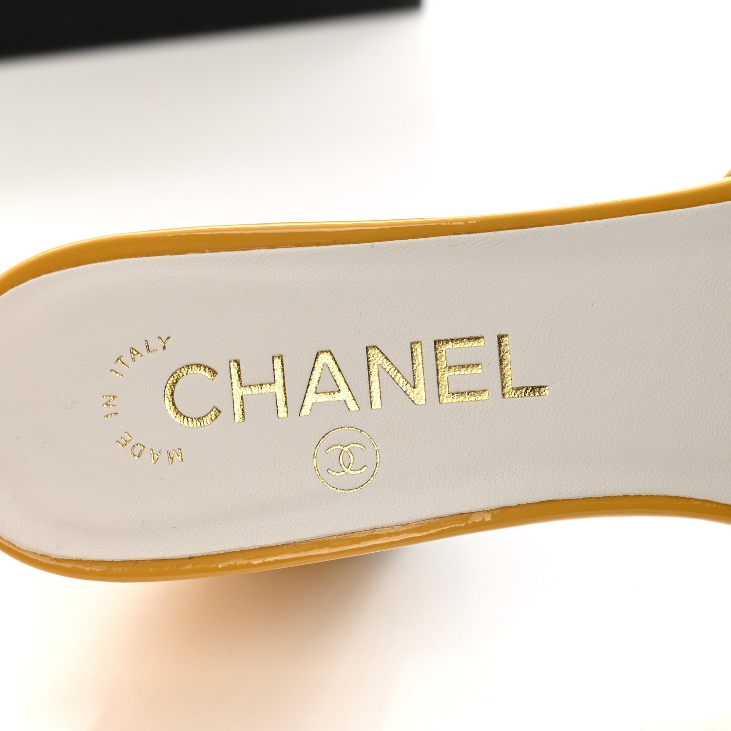 Patent CC Ankle Strap Sandals 37.5 Yellow