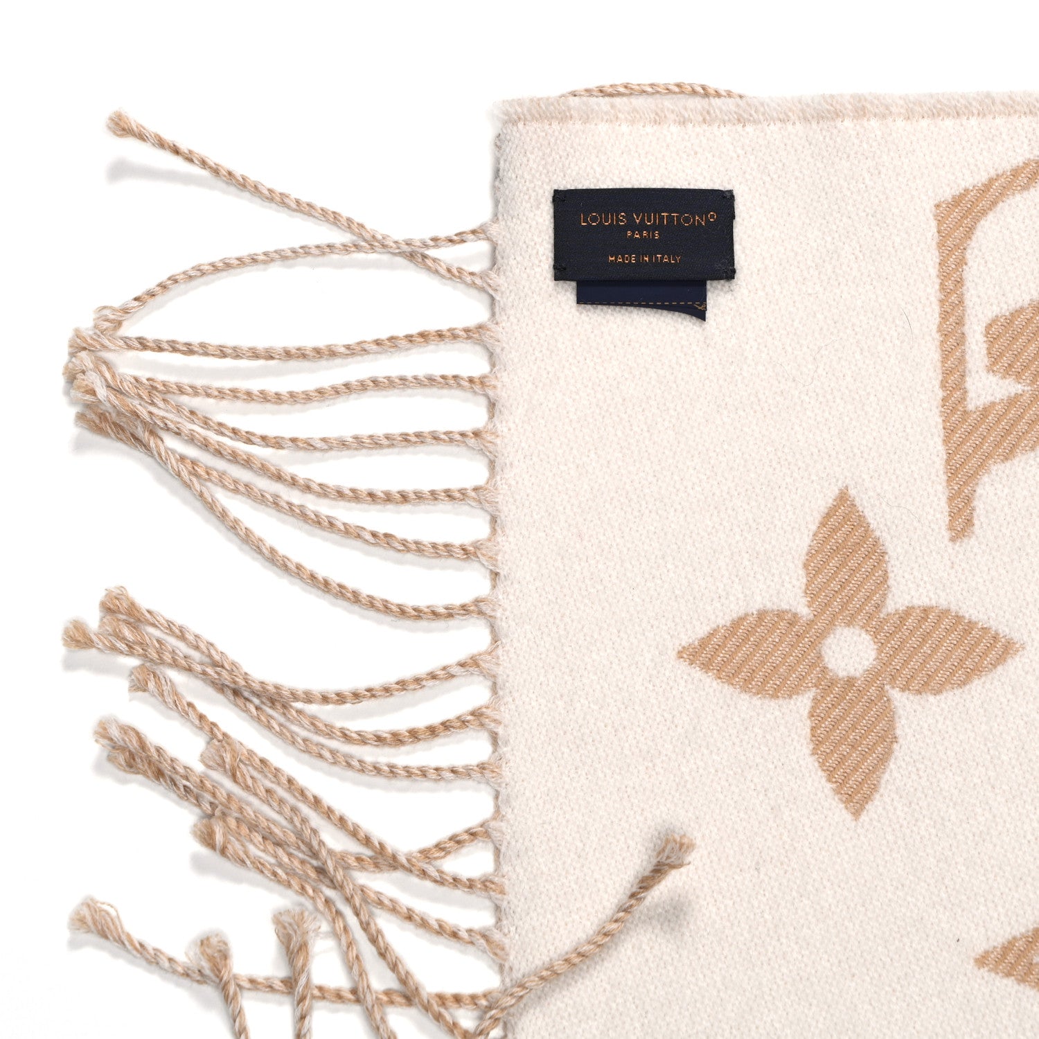 Wool Monogram LV Essential Scarf Beige