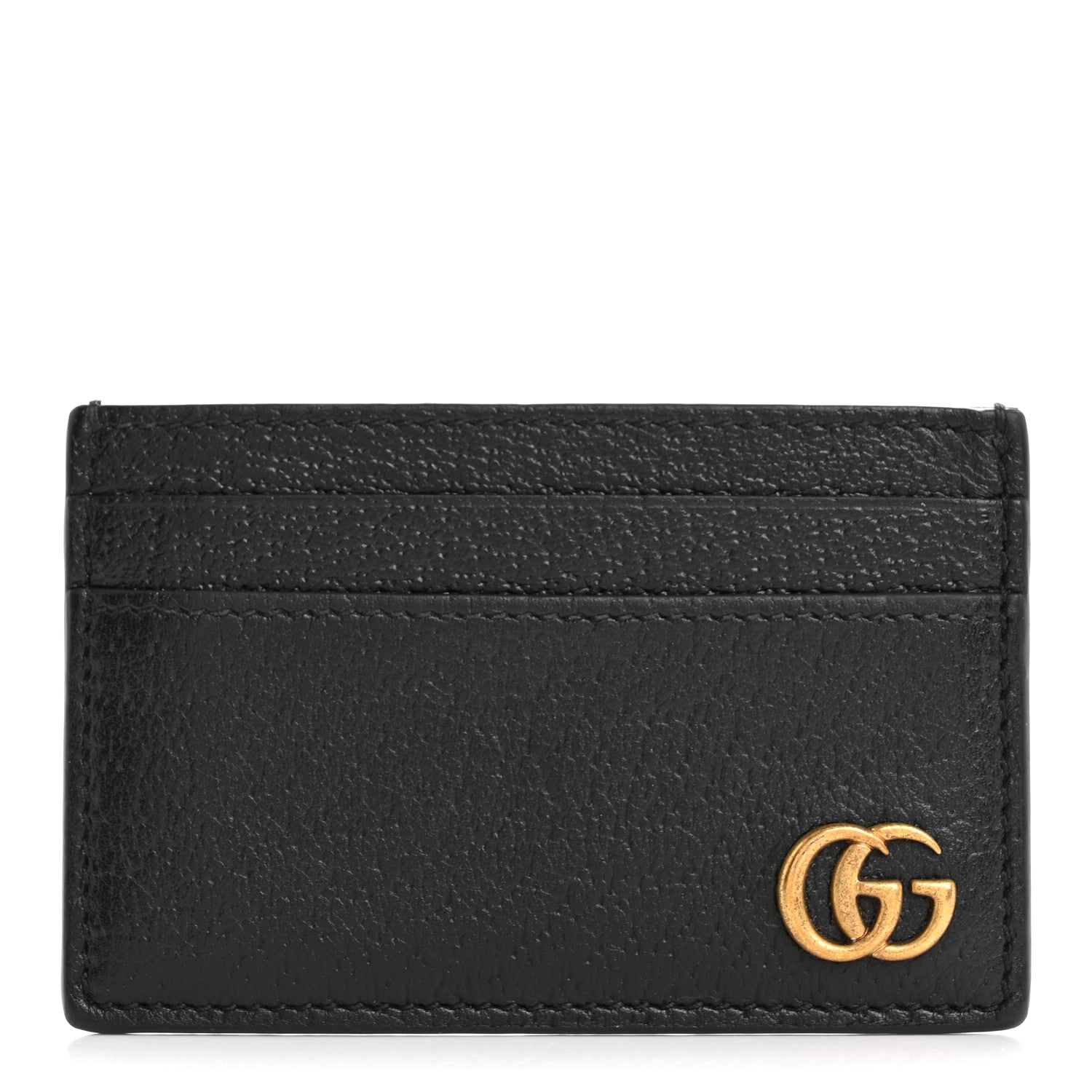 Calfskin Boar Effect GG Marmont Card Holder Black