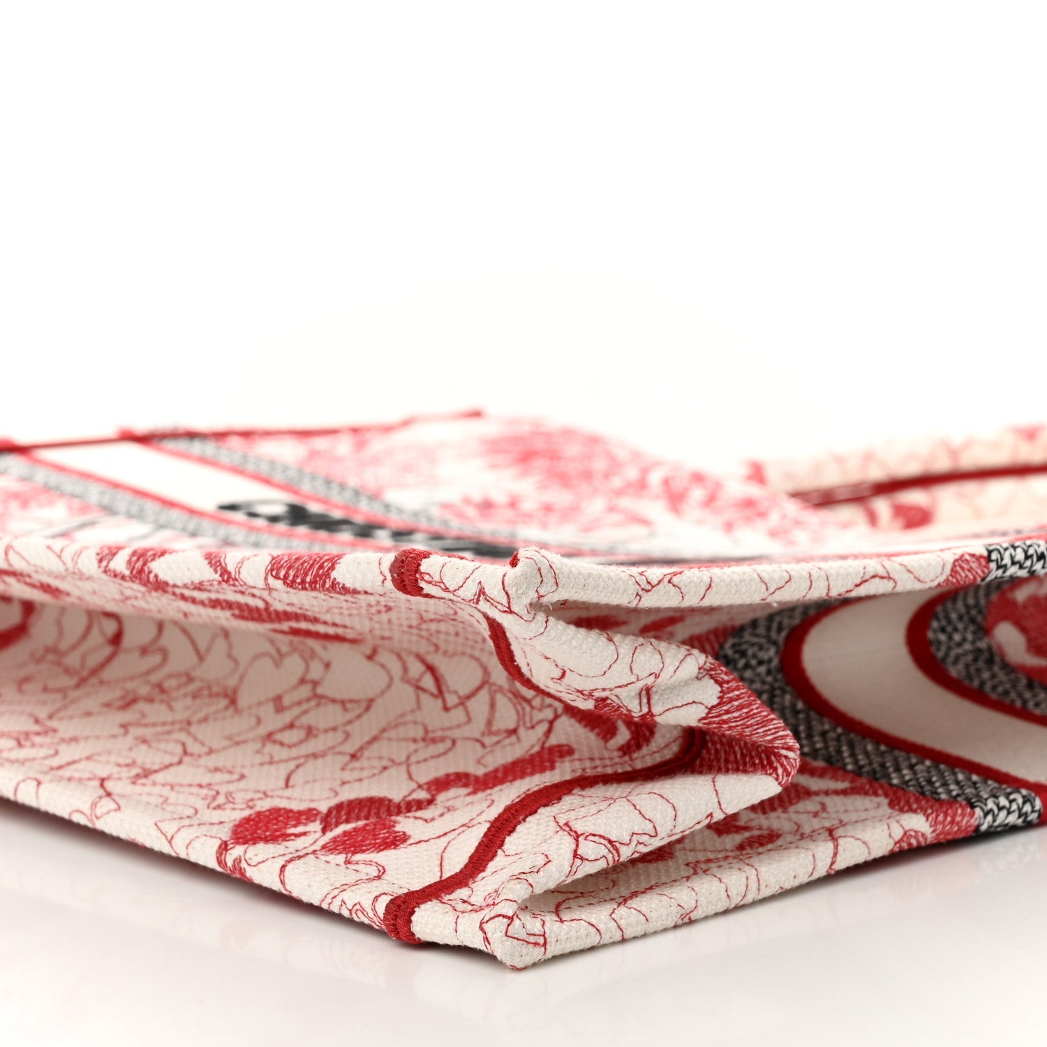 Canvas Embroidered Large Dioramour D-Royaume Book Tote Red Multicolor