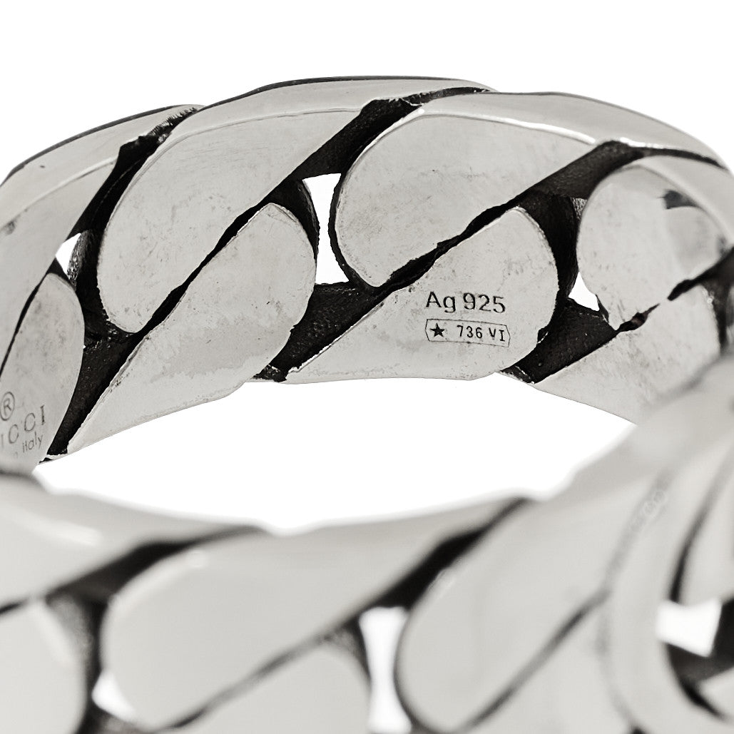 Sterling Silver Interlocking G Chainlink Wide Band Ring