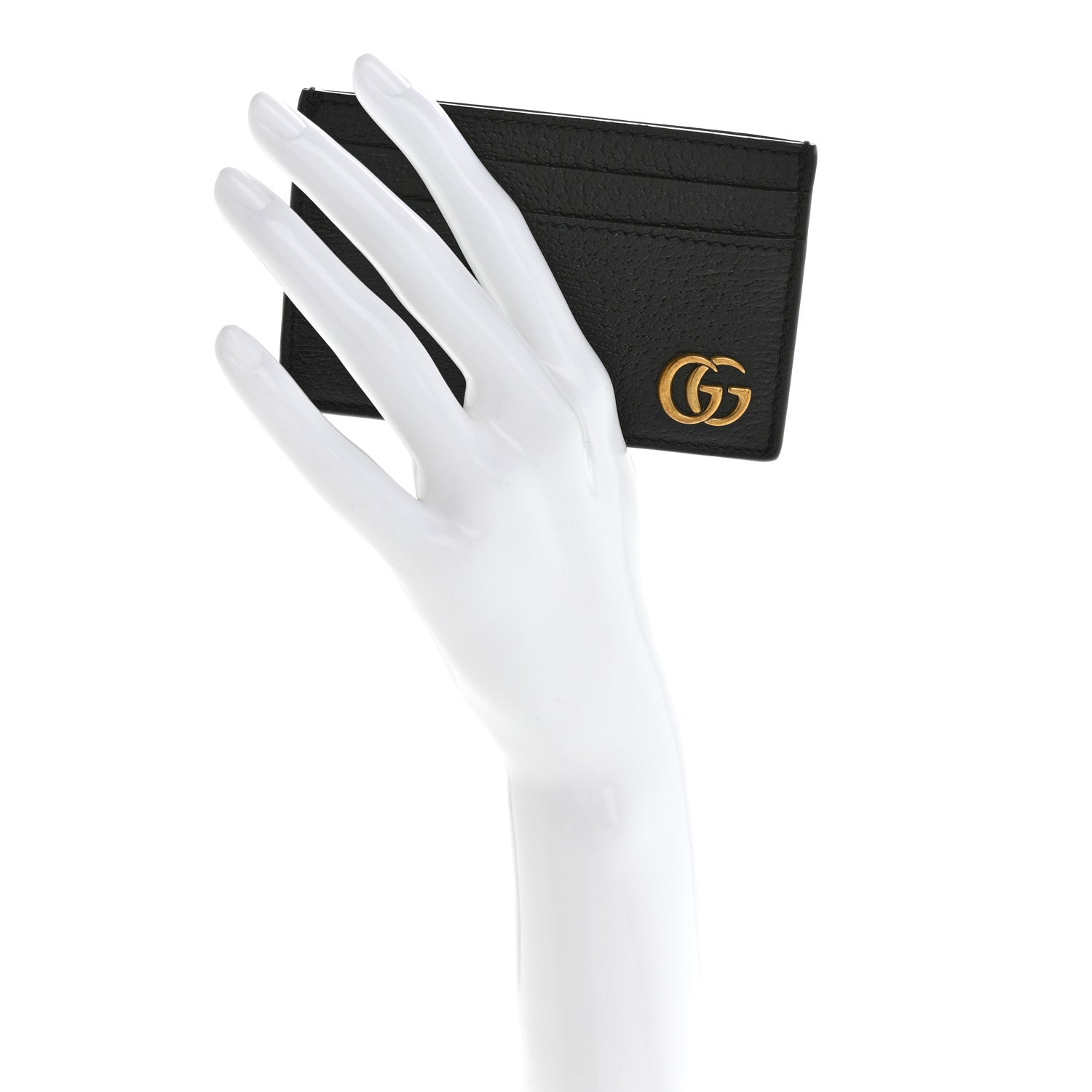 Calfskin Boar Effect GG Marmont Card Holder Black