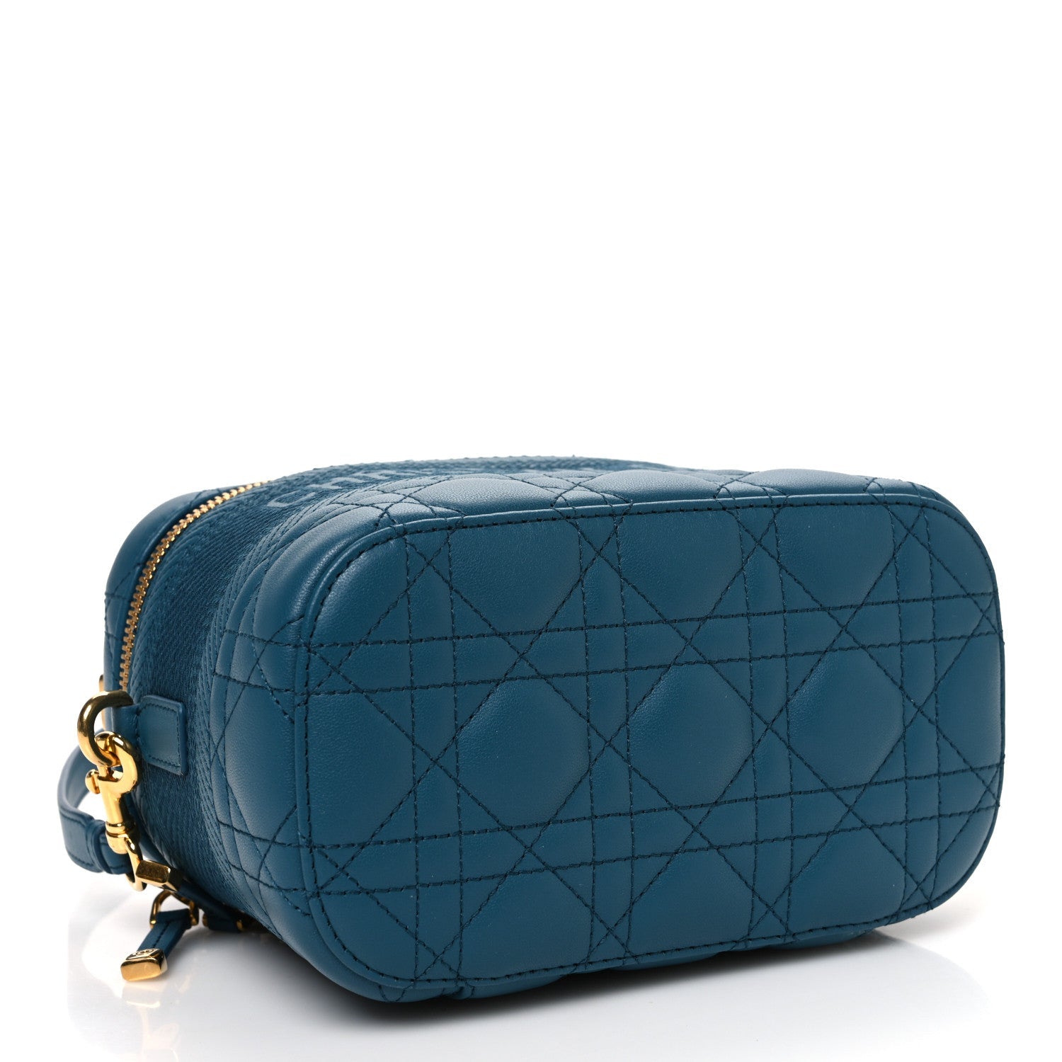 Lambskin Cannage Small Diortravel Vanity Case Deep Ocean