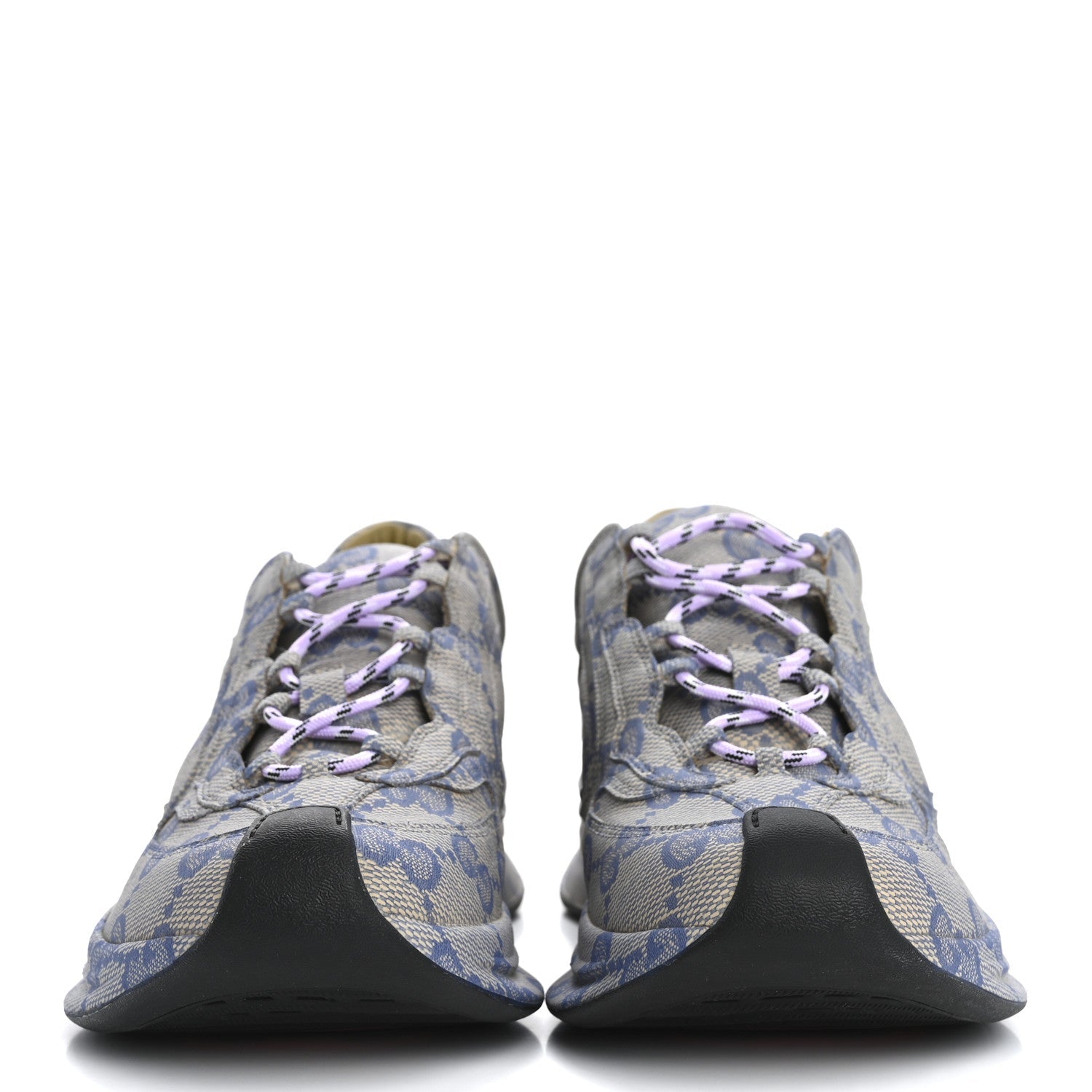 Ultralight Plume Calfskin Monogram Printed Mens Gucci Run Sneakers 9.5 Beige Blue