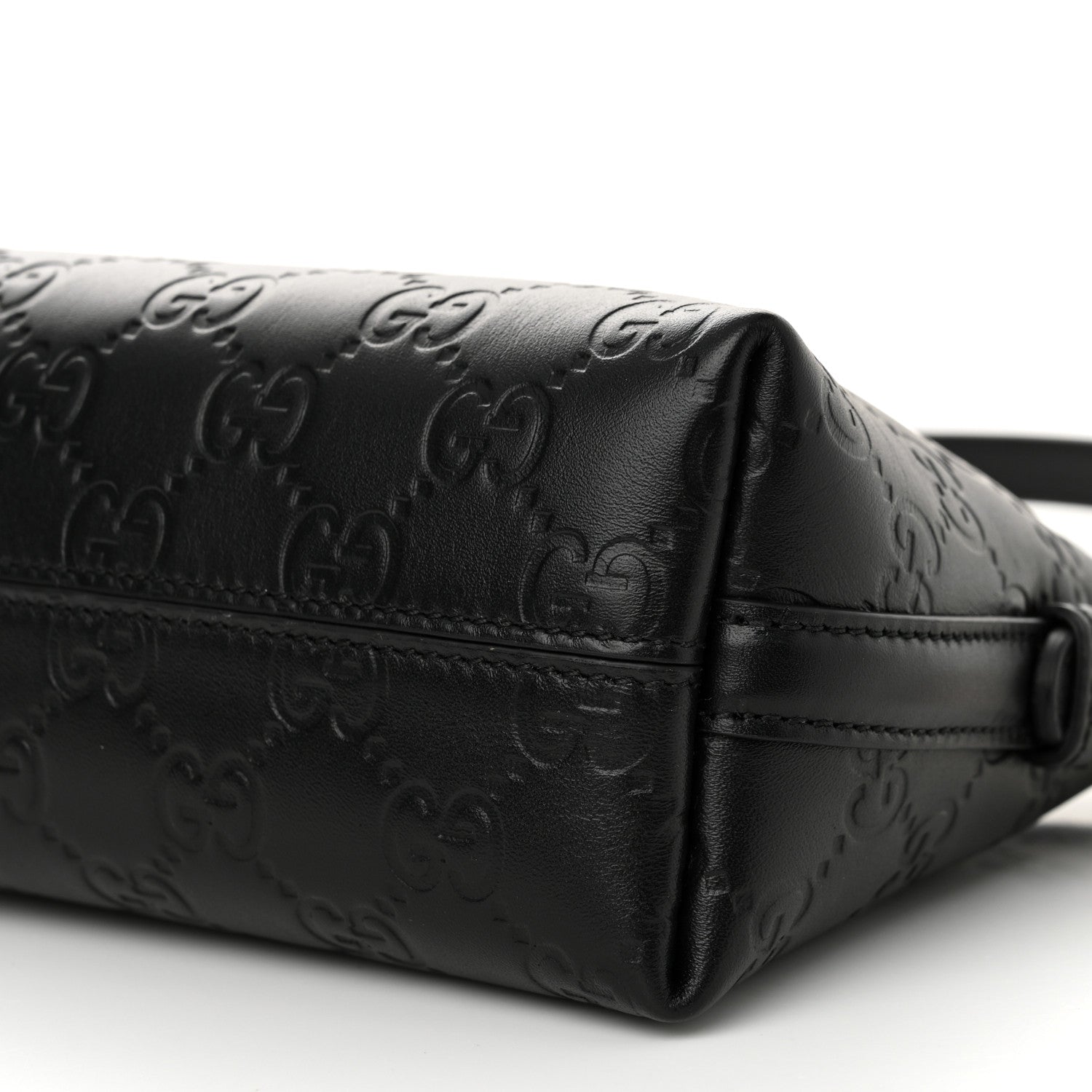 Calfskin GG Emblem Embossed Small Shoulder Bag Black