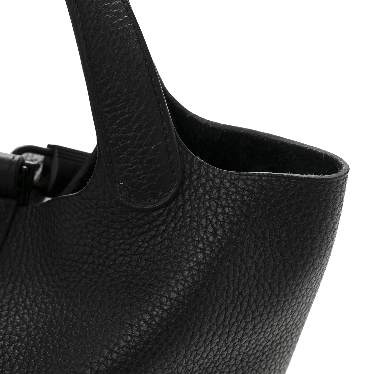 Taurillon Clemence Monochrome Picotin Lock 18 PM Black