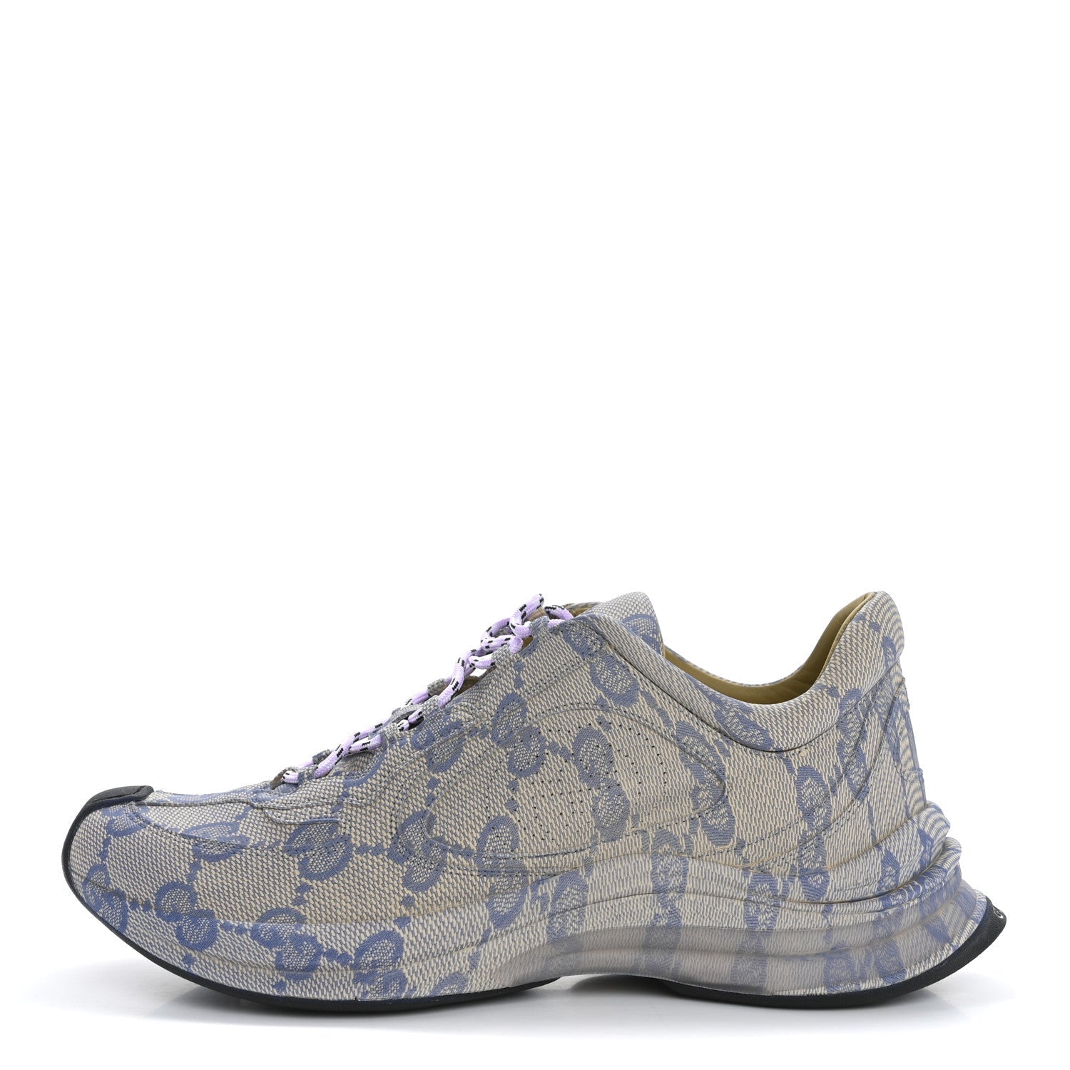 Ultralight Plume Calfskin Monogram Printed Mens Gucci Run Sneakers 9.5 Beige Blue