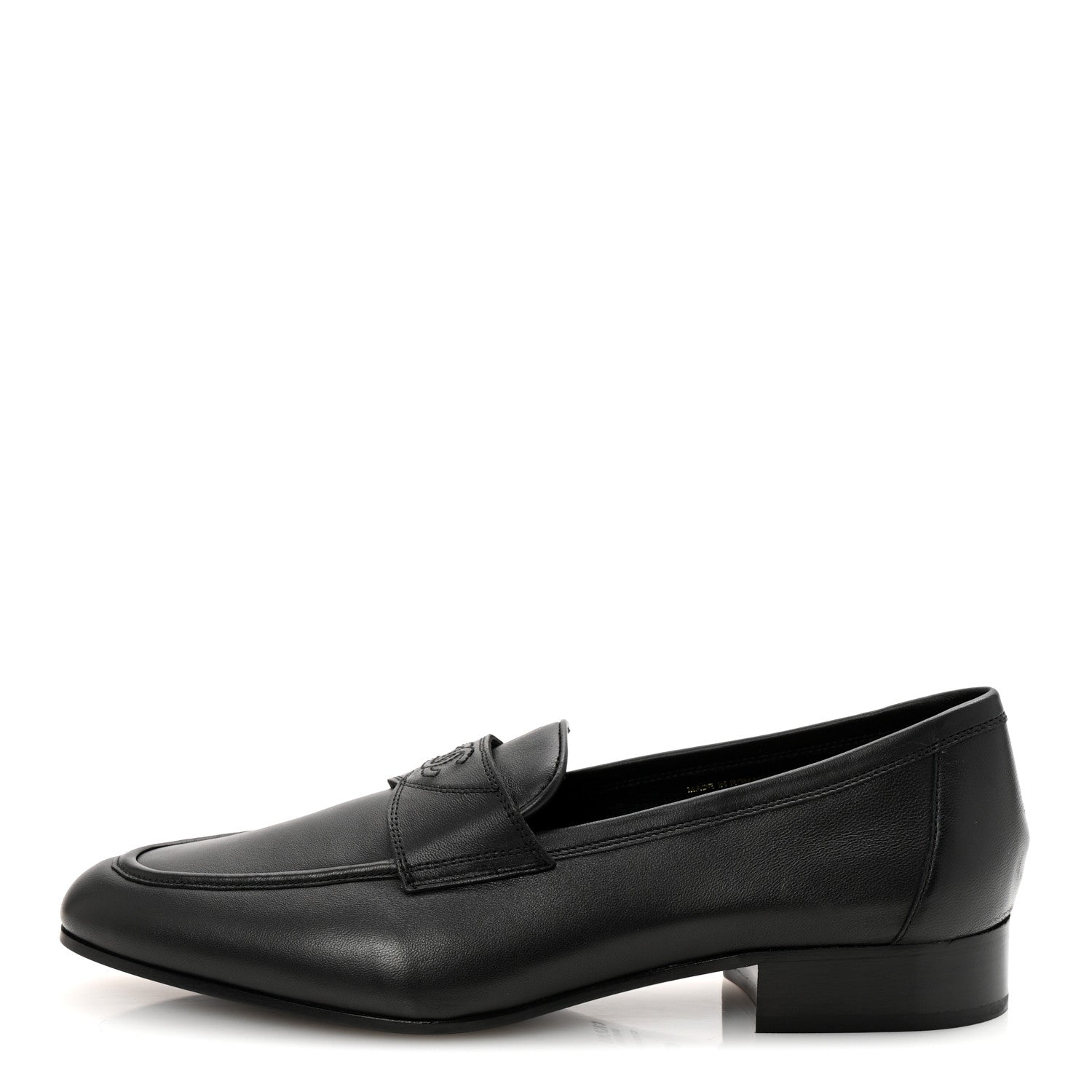 Lambskin Mens Stitched CC Loafers 42 Black