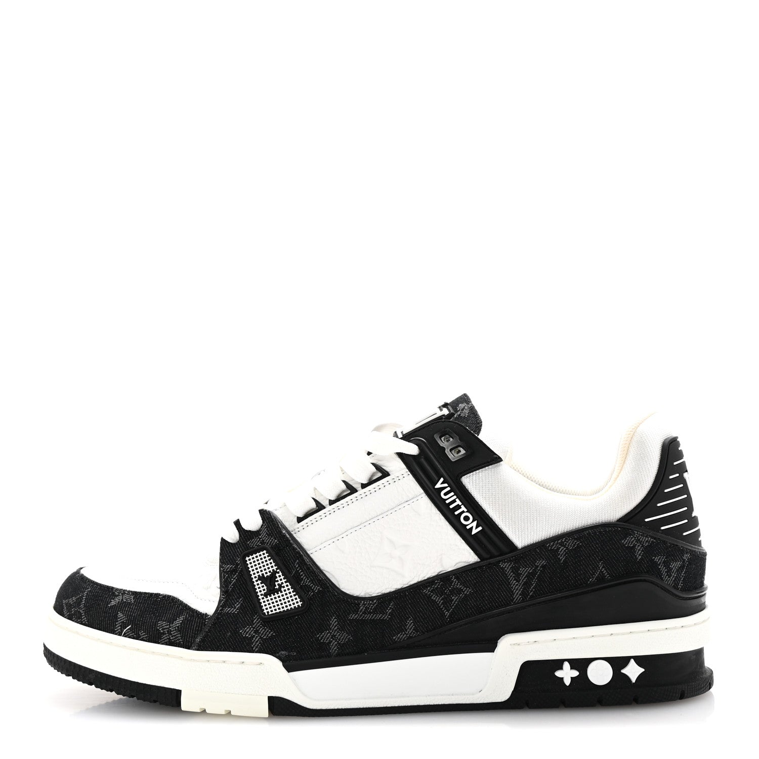 Calfskin Monogram Denim Mens LV Trainer Sneakers 11 Black