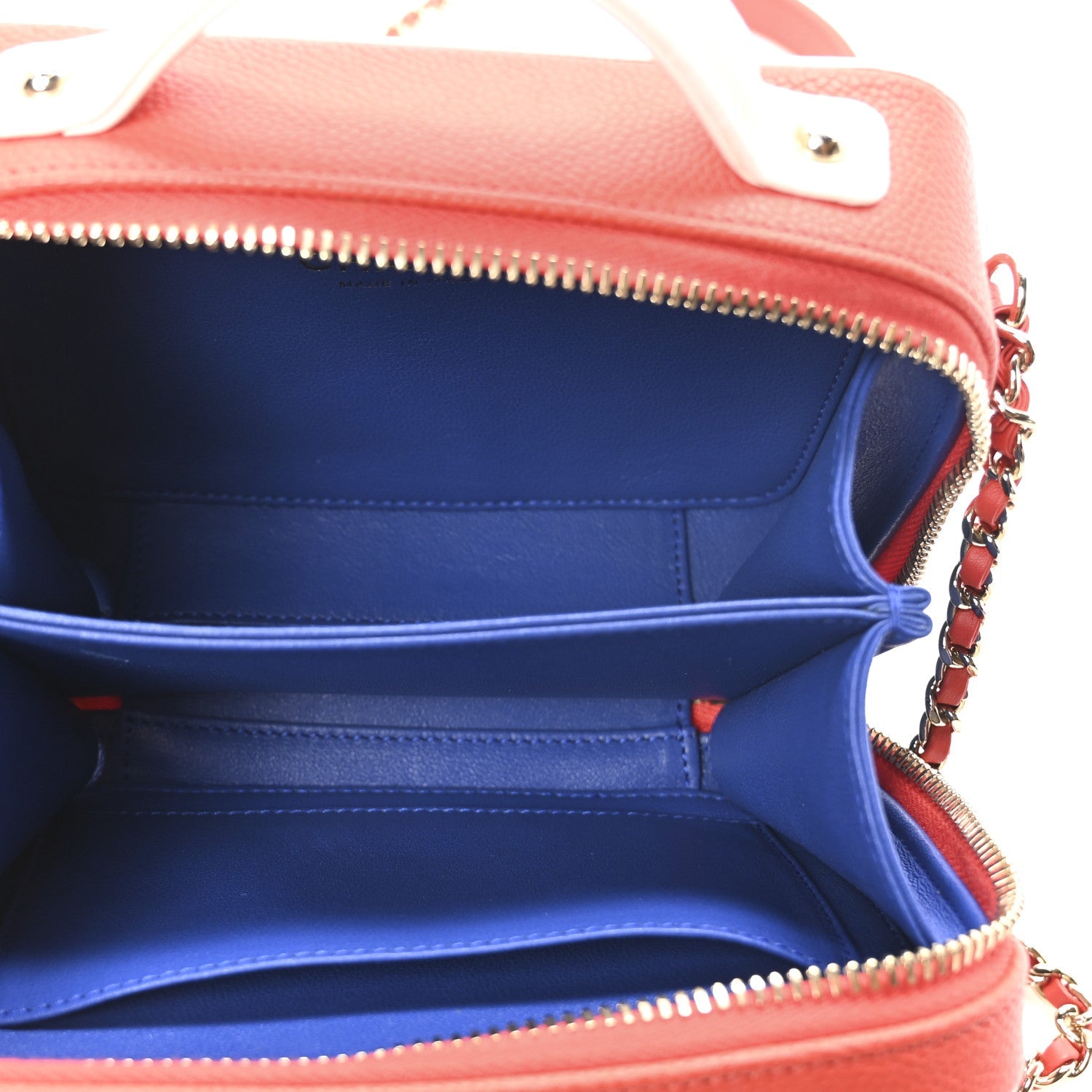 Caviar Quilted Small CC Filigree Vanity Case Blue White Red