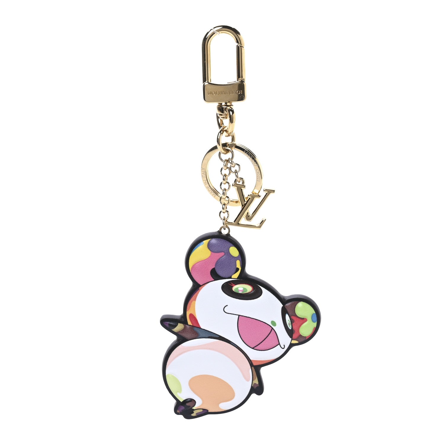 LV x TM Cowhide Monogram Superflat Panda Key Ring Bag Charm Multicolor