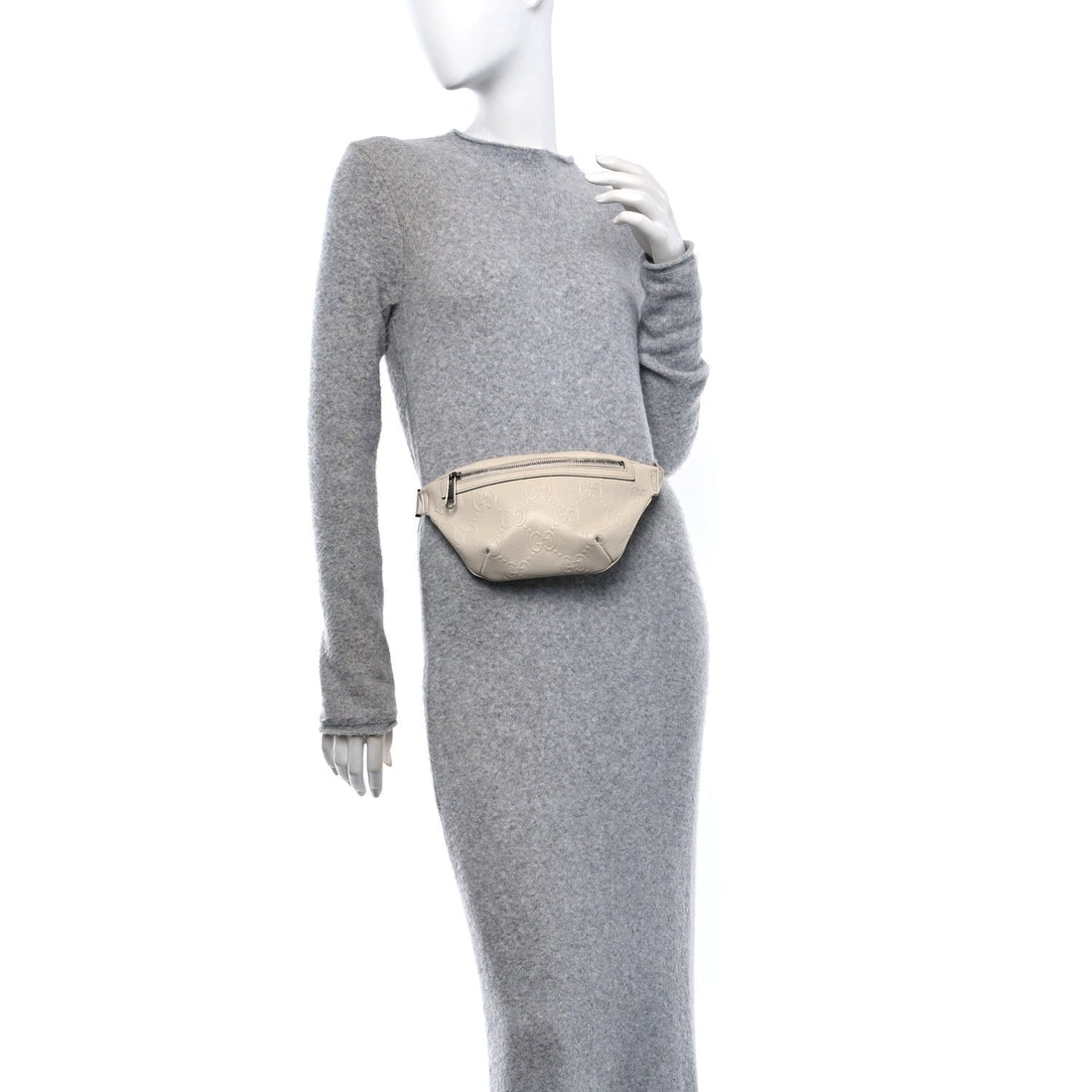 Calfskin GG Tennis Embossed Belt Bag Mystic White