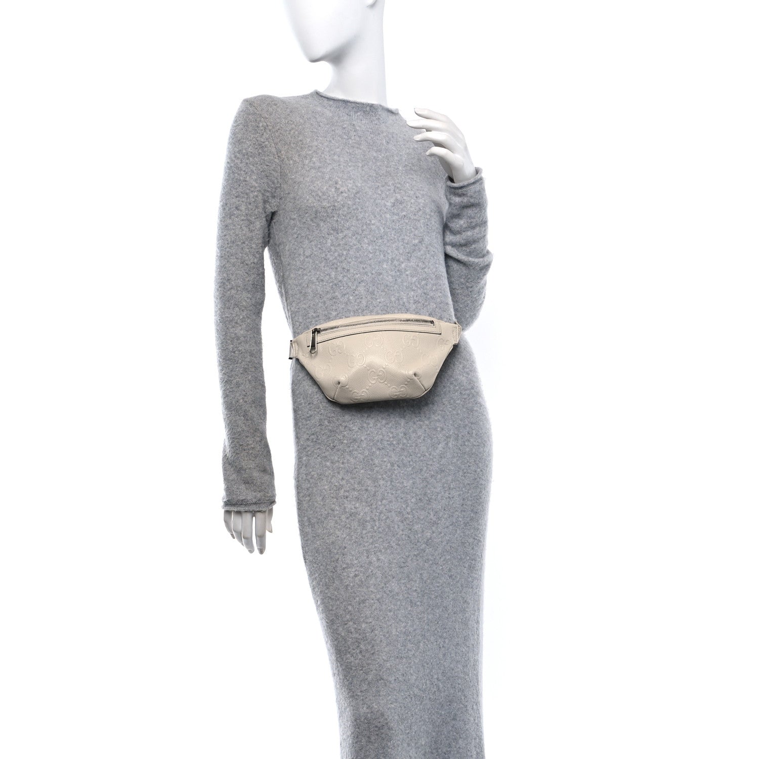 Calfskin GG Tennis Embossed Belt Bag Mystic White